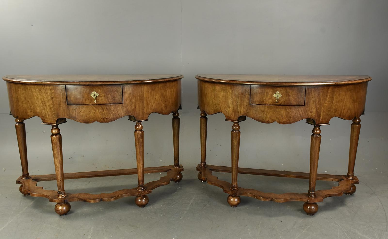 Pair of Burr Walnut Demi Lune Console Tables (1 of 10) Pair of Burr Walnut Demi Lune Console Tables (1 of 10)