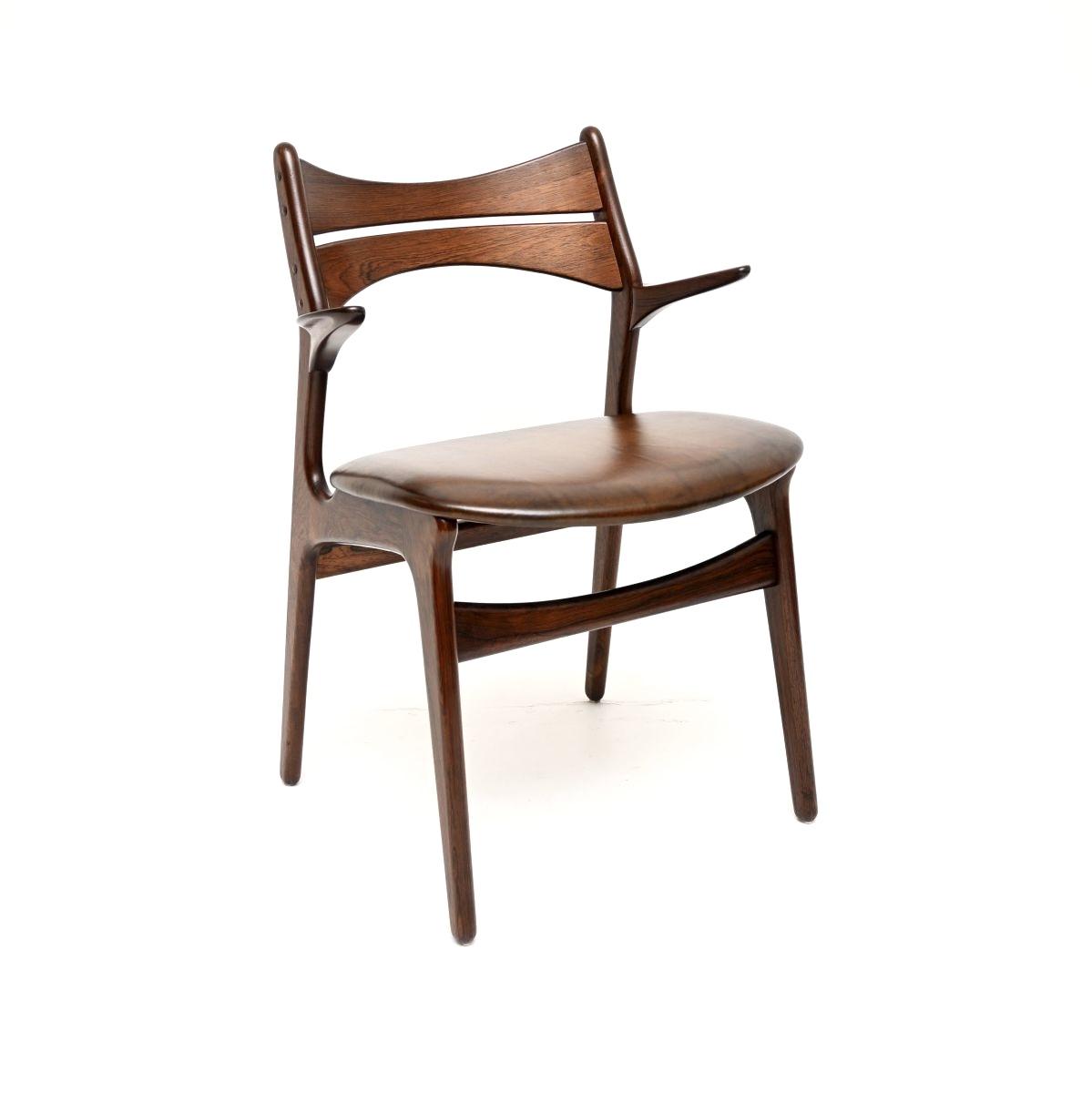 Danish Vintage Rosewood & Leather Carver Desk Chair / Armchair by Erik Buch (1 of 10) Danish Vintage Rosewood & Leather Carver Desk Chair / Armchair by Erik Buch (1 of 10)