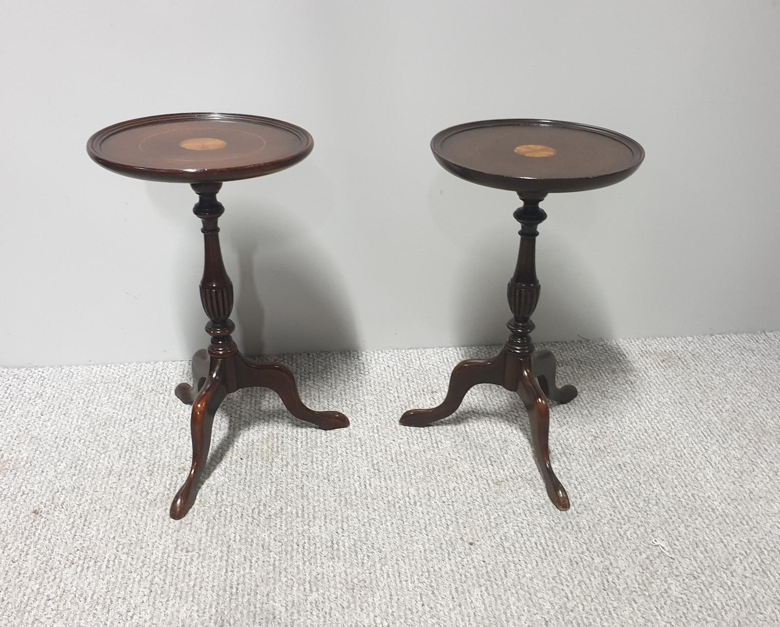 Pair of Mahogany Inlaid Lamp Tables (1 of 1)