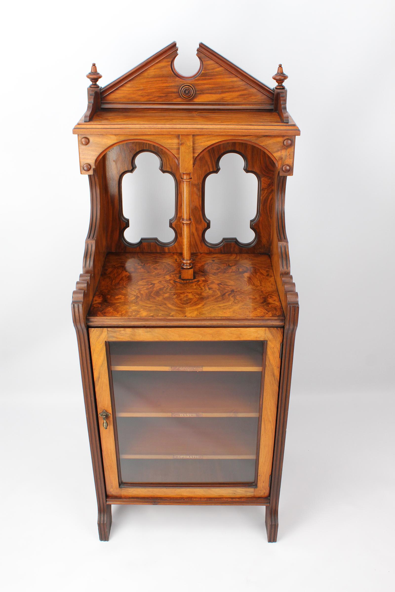 Victorian Gothic Revival Burr Walnut Music Cabinet (1 of 13) Victorian Gothic Revival Burr Walnut Music Cabinet (1 of 13)