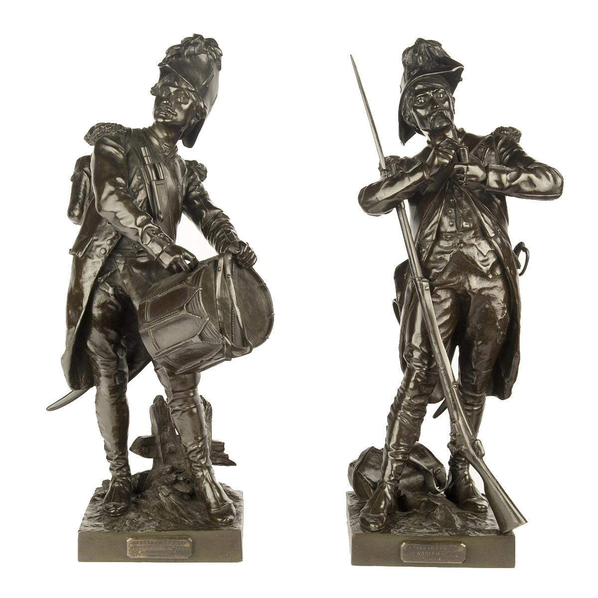A Pair of Bronze Figures Entitled ‘Avant le Combat’ and ‘Après le Combat’ Cast from Models by Etienne-Henri Dumaige (1 of 8)