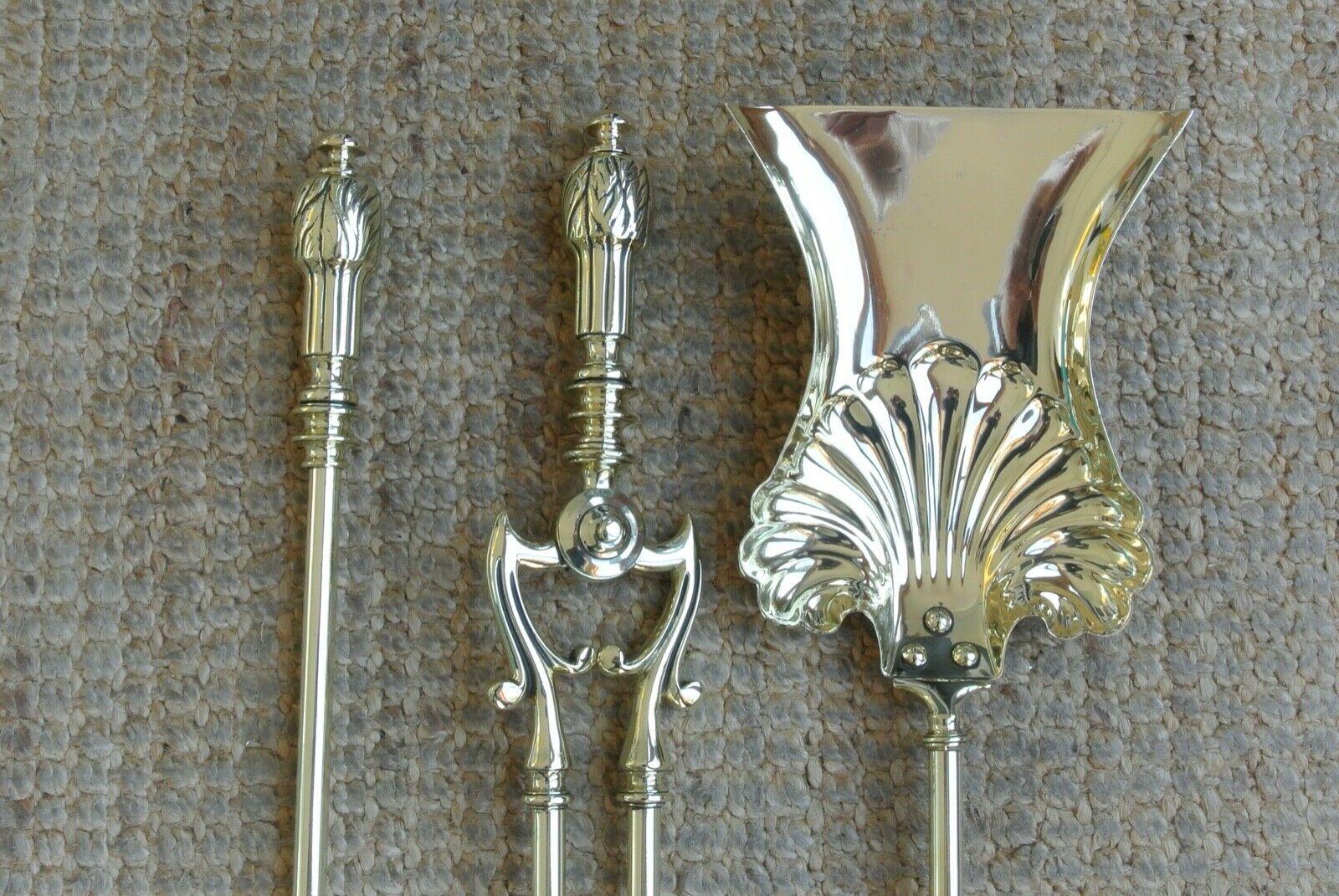 Quality Victorian Brass Fire Irons Companion Set Tongs Poker Shovel c.1895 Set 23 (1 of 9)