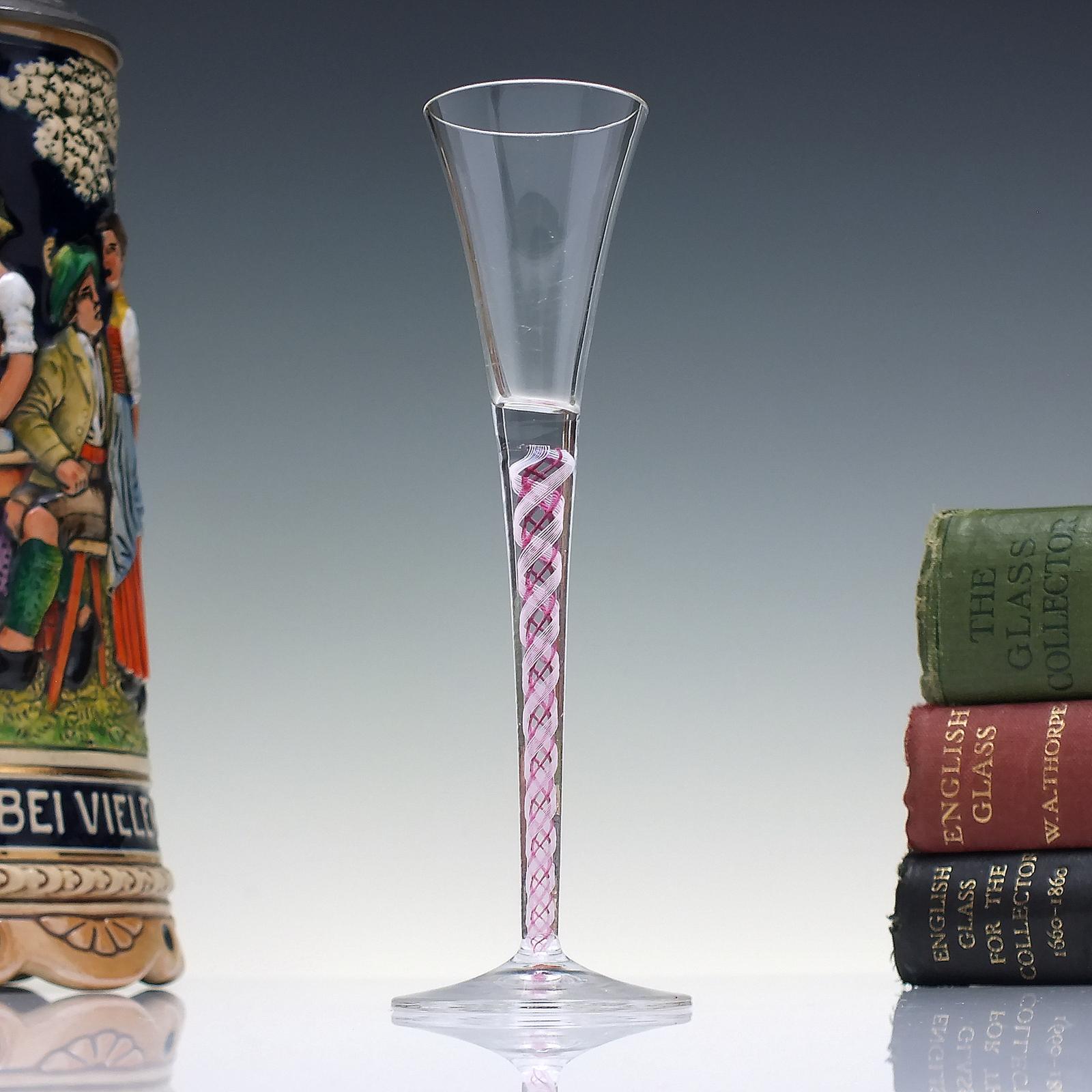 Antique Josephinenhutte Red Colour Opaque Twist Cordial Glass C1900 (1 of 4)