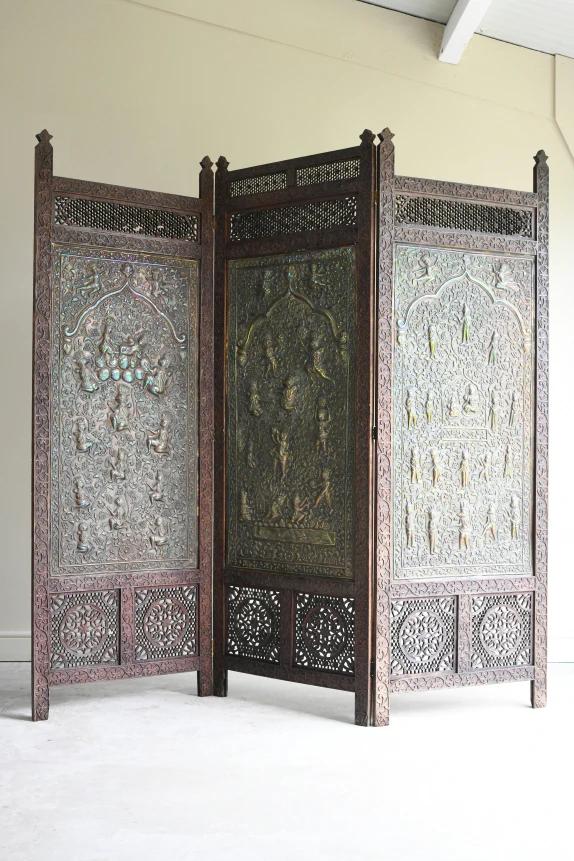 Antique Indian Folding Teak & Brass Screen (1 of 12) Antique Indian Folding Teak & Brass Screen (1 of 12)