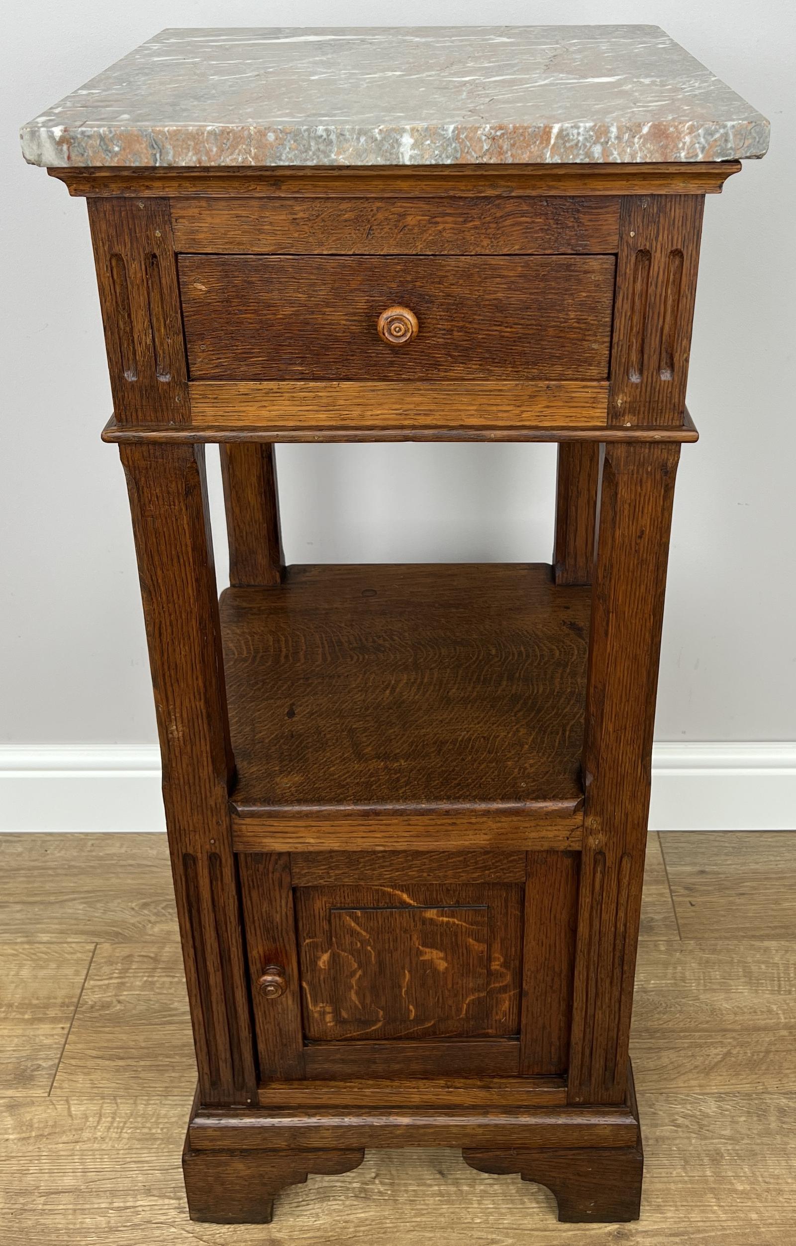 Bedside Table Antique French Style Marble Top Oak Cabinet Nightstand (1 of 8) Bedside Table Antique French Style Marble Top Oak Cabinet Nightstand (1 of 8)