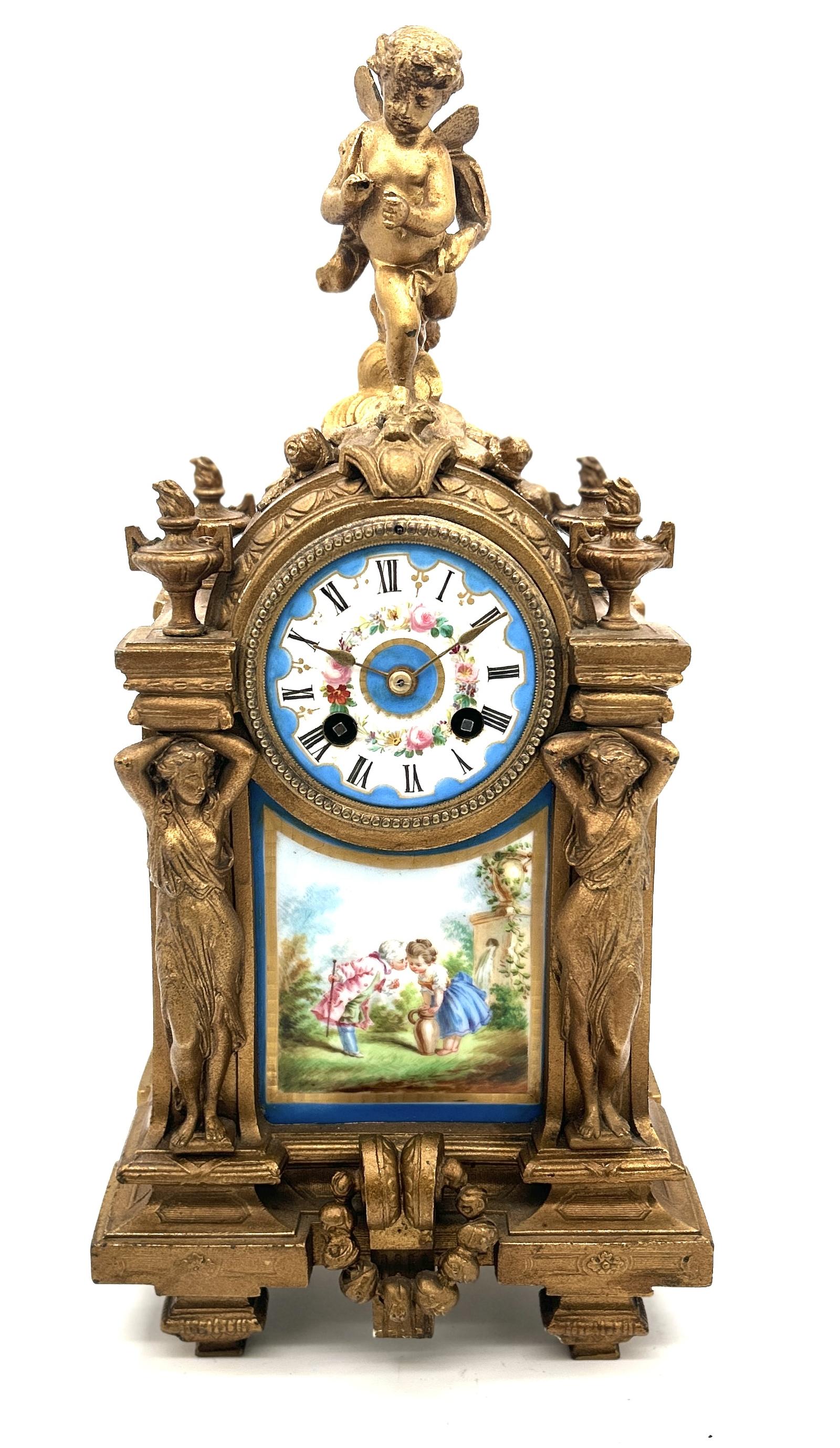 Stunning French Sevres Ormolu 8 Day Mantel Clock ca.1860 (1 of 13)
