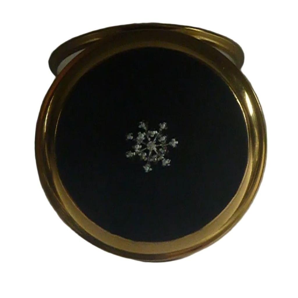 Glossy Black Enamel Silver Snow Flake Compact Mirror (1 of 6) Glossy Black Enamel Silver Snow Flake Compact Mirror (1 of 6)