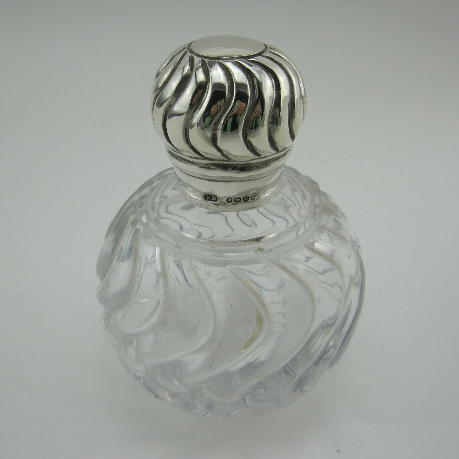 Victorian Silver Perfume Bottle with Spiral Embossed Top (1 of 5)