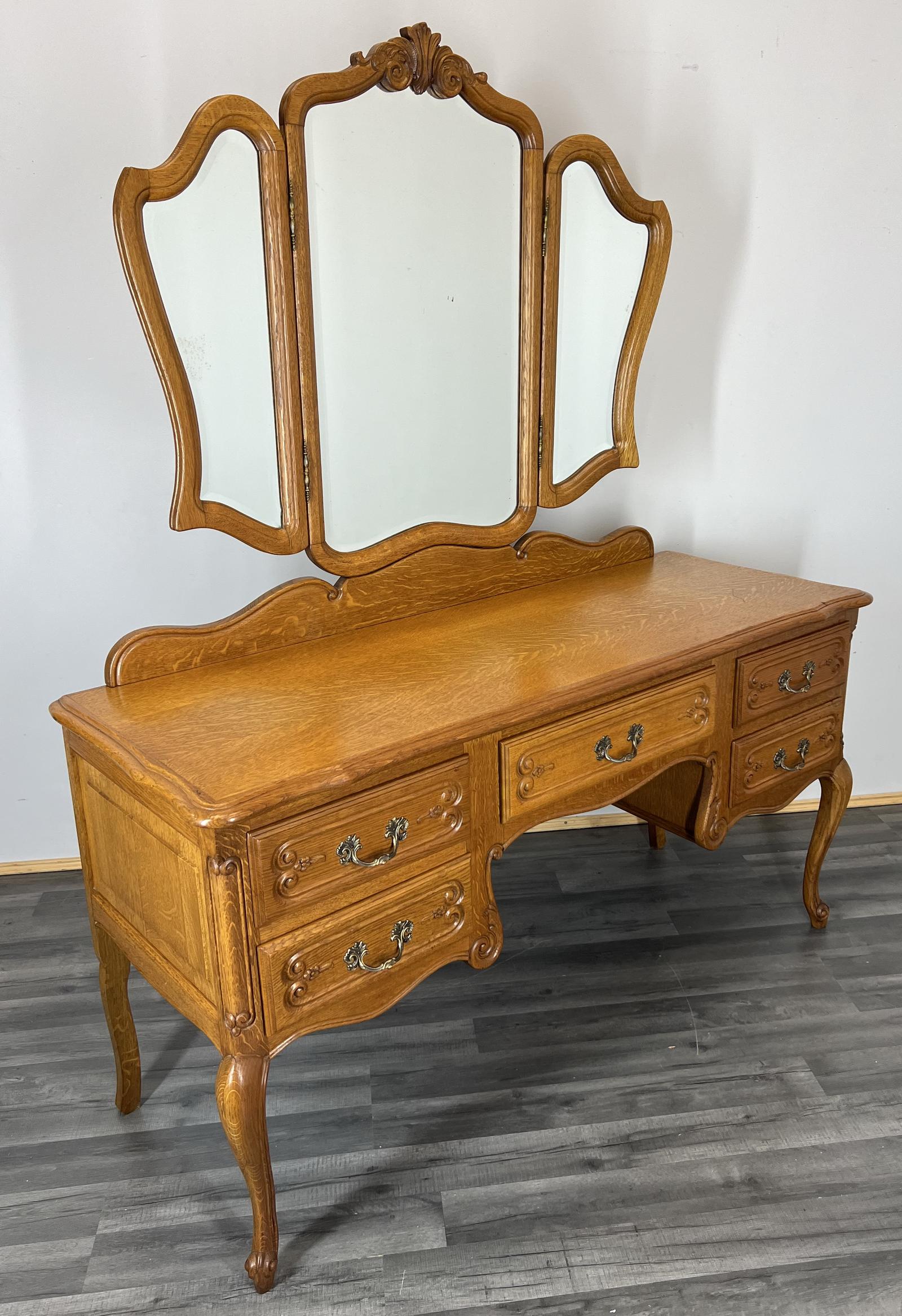 Dressing Table Vintage French with Mirror Oak Vanity Make-up Table (1 of 11) Dressing Table Vintage French with Mirror Oak Vanity Make-up Table (1 of 11)