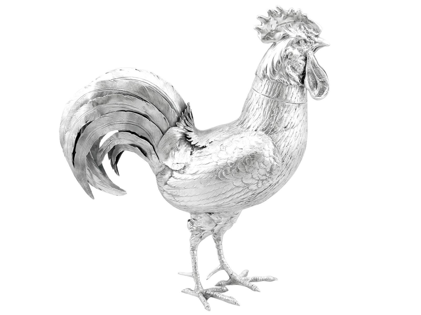 Sterling Silver Cockerel Sugar Box - Antique Edwardian 1901 (1 of 12) Sterling Silver Cockerel Sugar Box - Antique Edwardian 1901 (1 of 12)