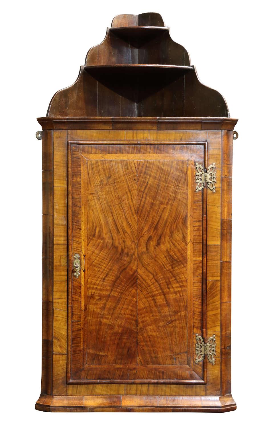 Queen Anne Walnut Veneer Corner Cupboard (1 of 2)