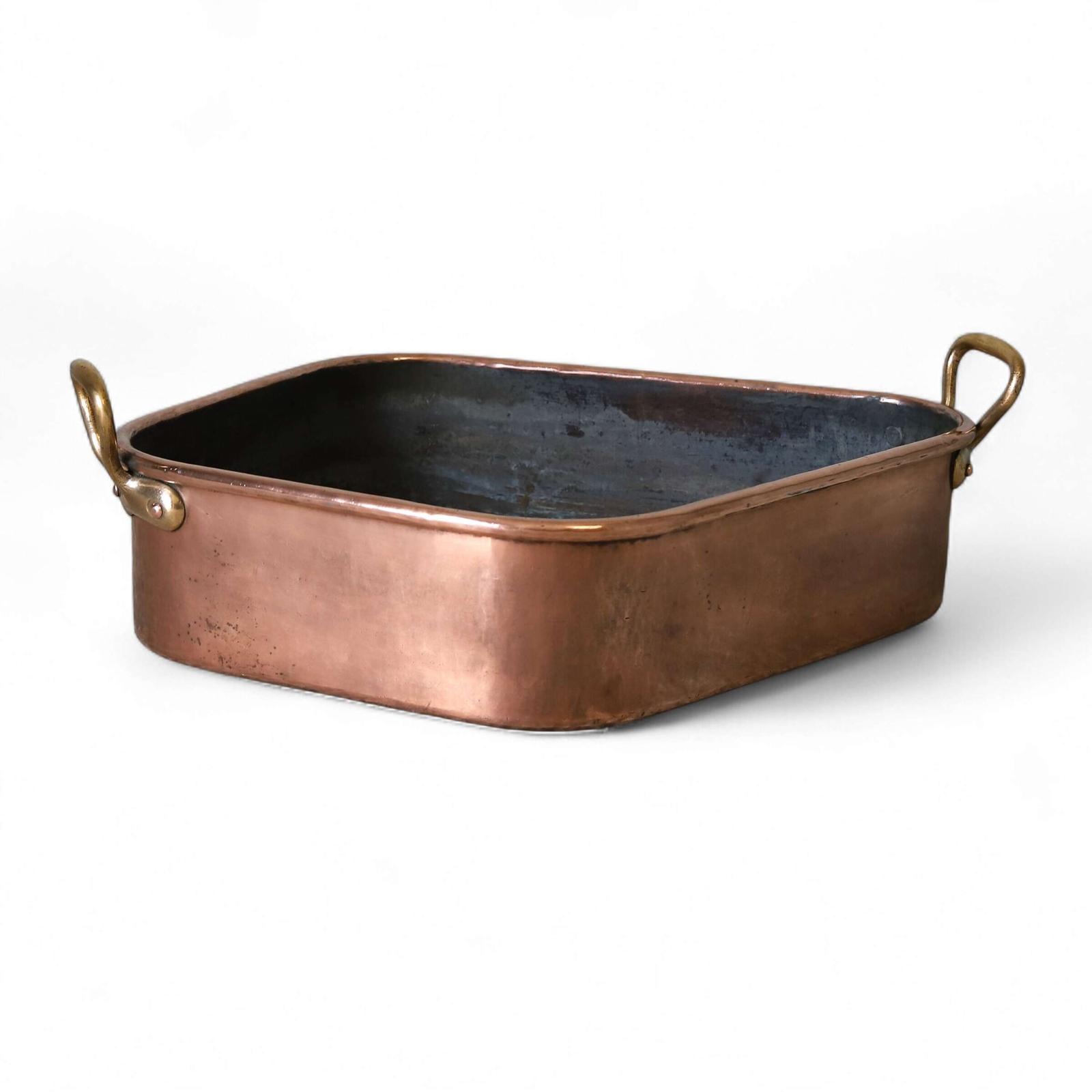 Large 19th-Century c.1850s French Copper Turbotière - Diamond Form, Brass Handles (1 of 9)