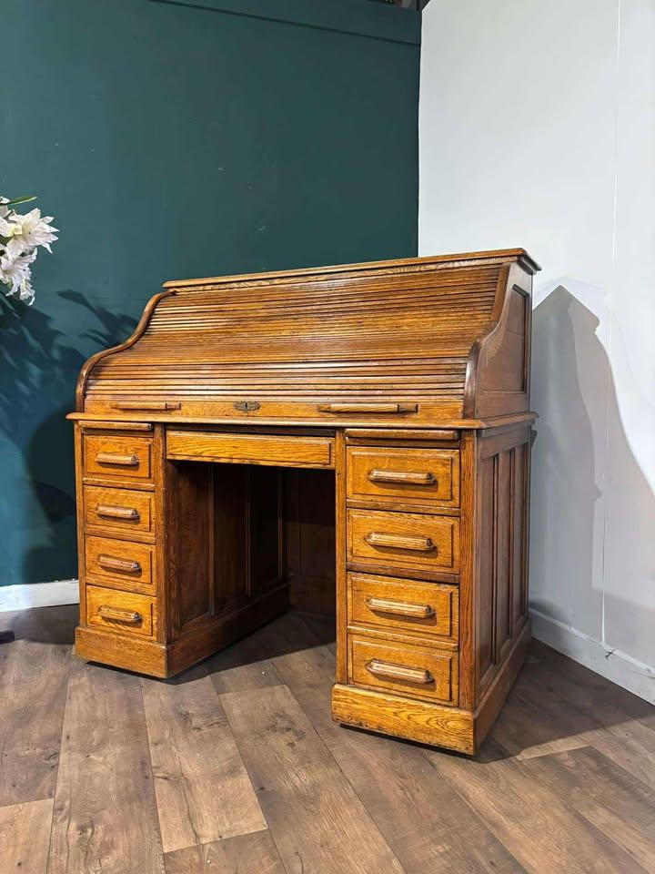 Edwardian Golden Oak Roll Top Desk (1 of 17) Edwardian Golden Oak Roll Top Desk (1 of 17)
