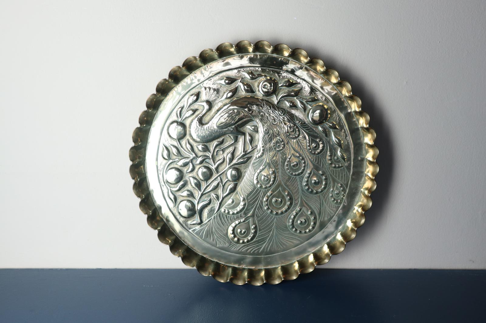 Arts & Crafts, Irish Peacock & Fruit Tree, 'Fivemiletown class' Brass Charger, John Williams c.1897 (1 of 16) Arts & Crafts, Irish Peacock & Fruit Tree, 'Fivemiletown class' Brass Charger, John Williams c.1897 (1 of 16)