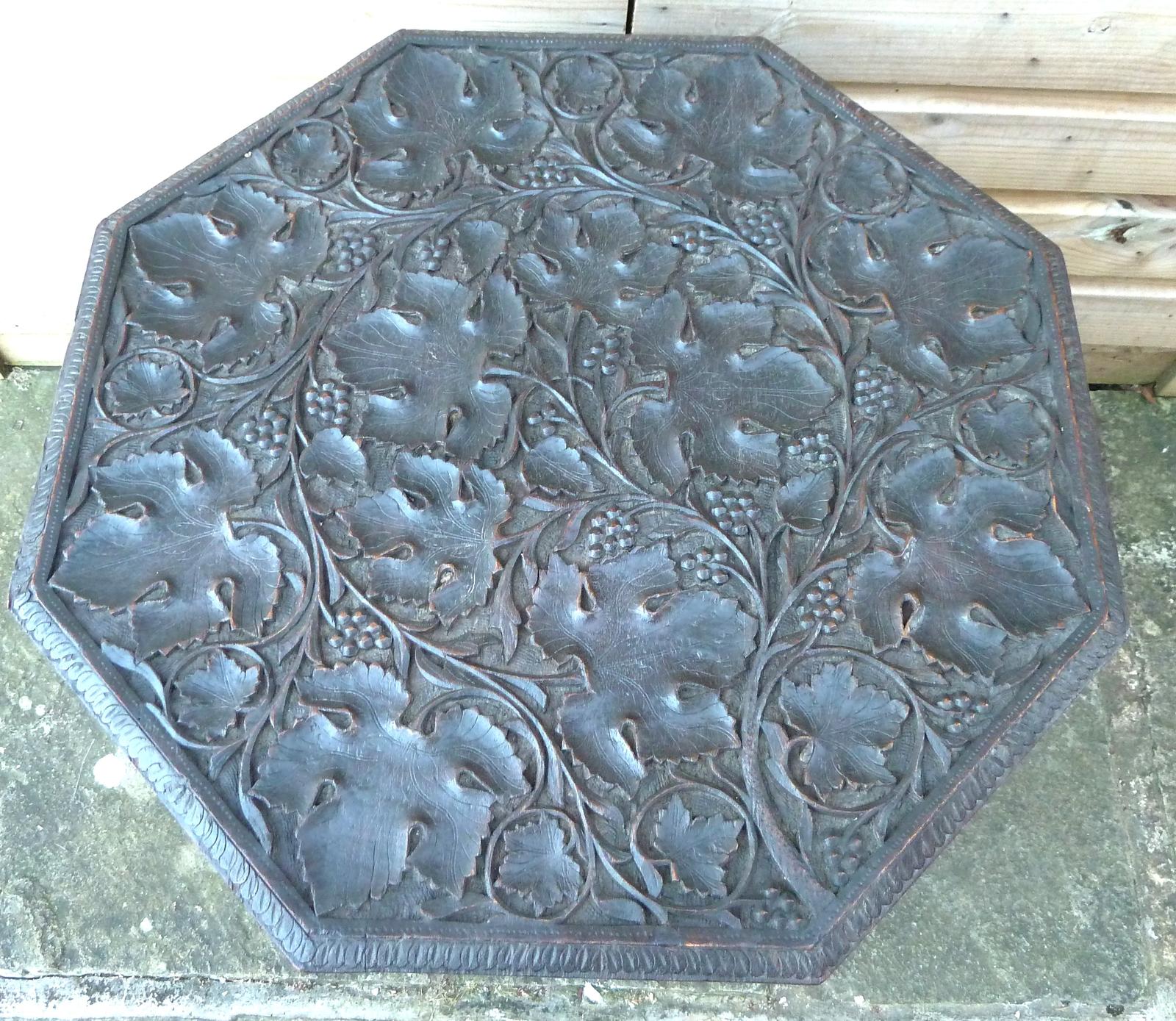 PROFUSELY CARVED INDIAN TABLE (1 of 8)