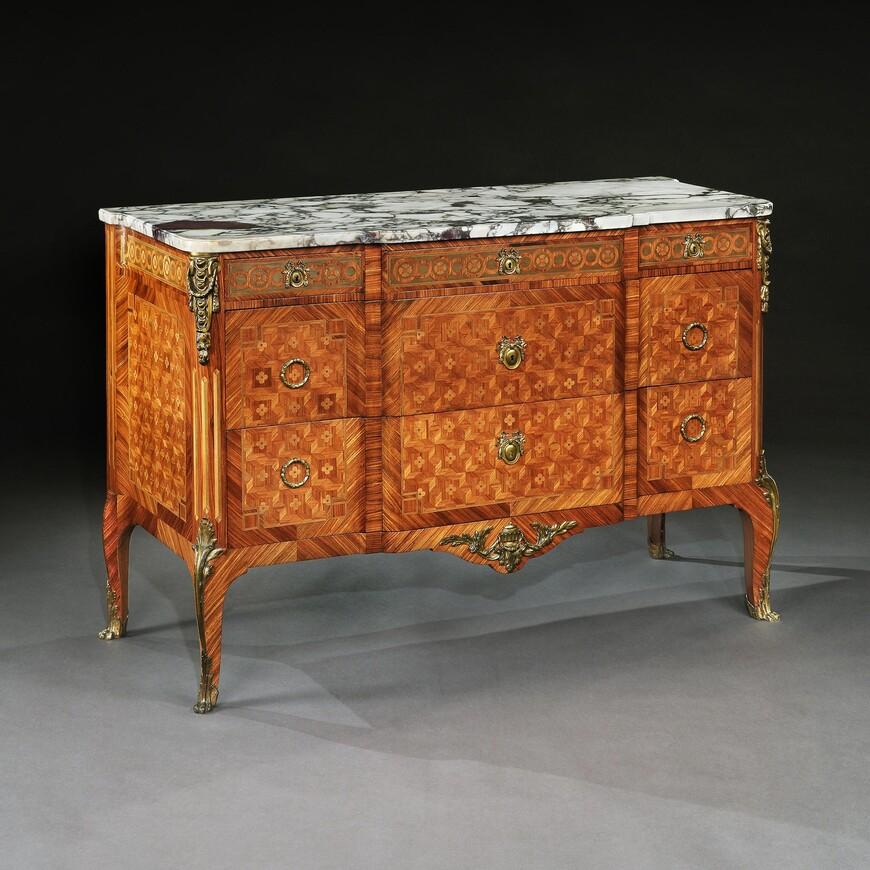 Late 19th Century French Gilt Bronze Mounted Tulipwood and Kingwood Marble Topped Commode (1 of 9)