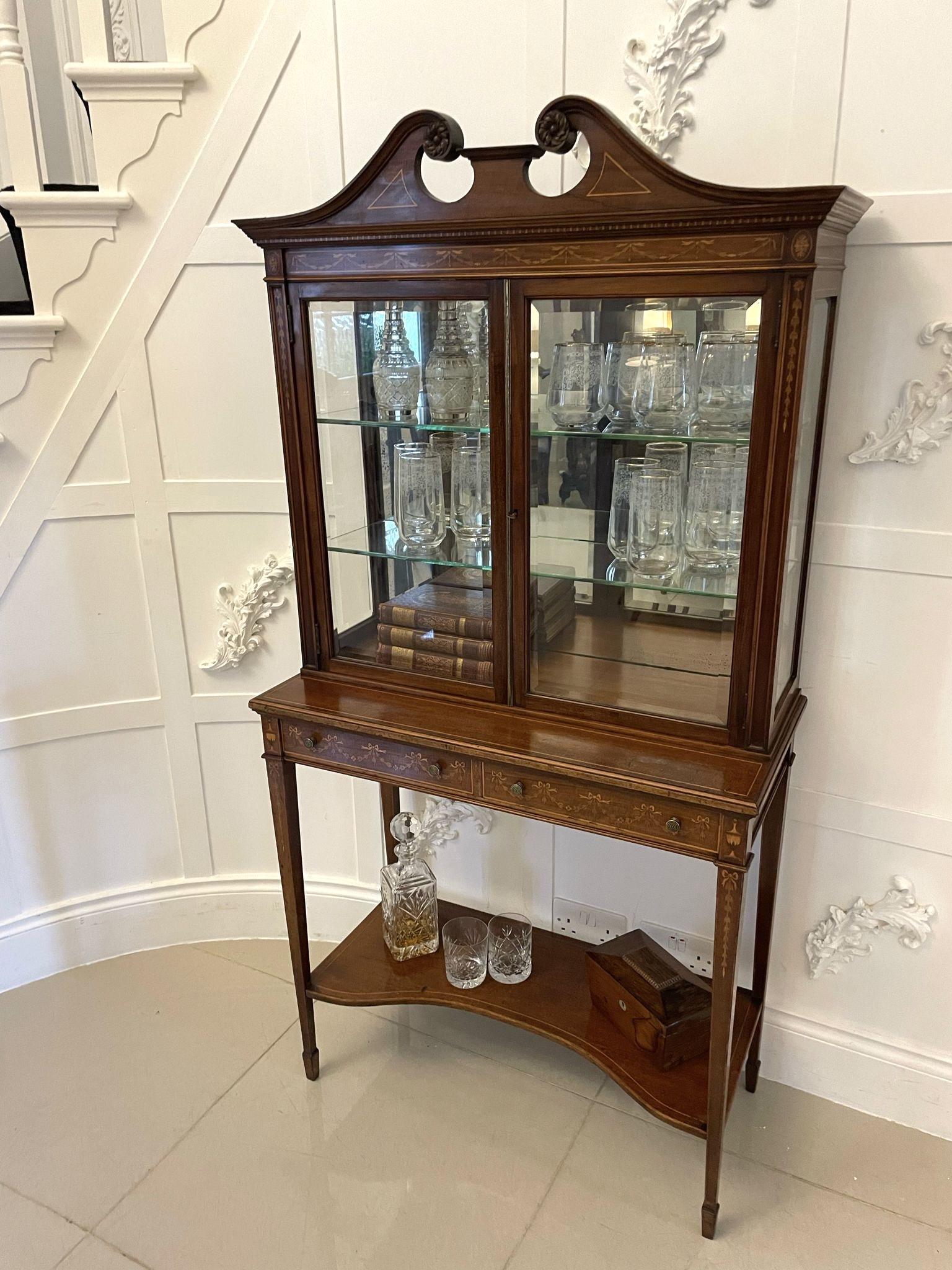 Outstanding Quality Antique Victorian Mahogany Inlaid Display Cabinet (1 of 15)