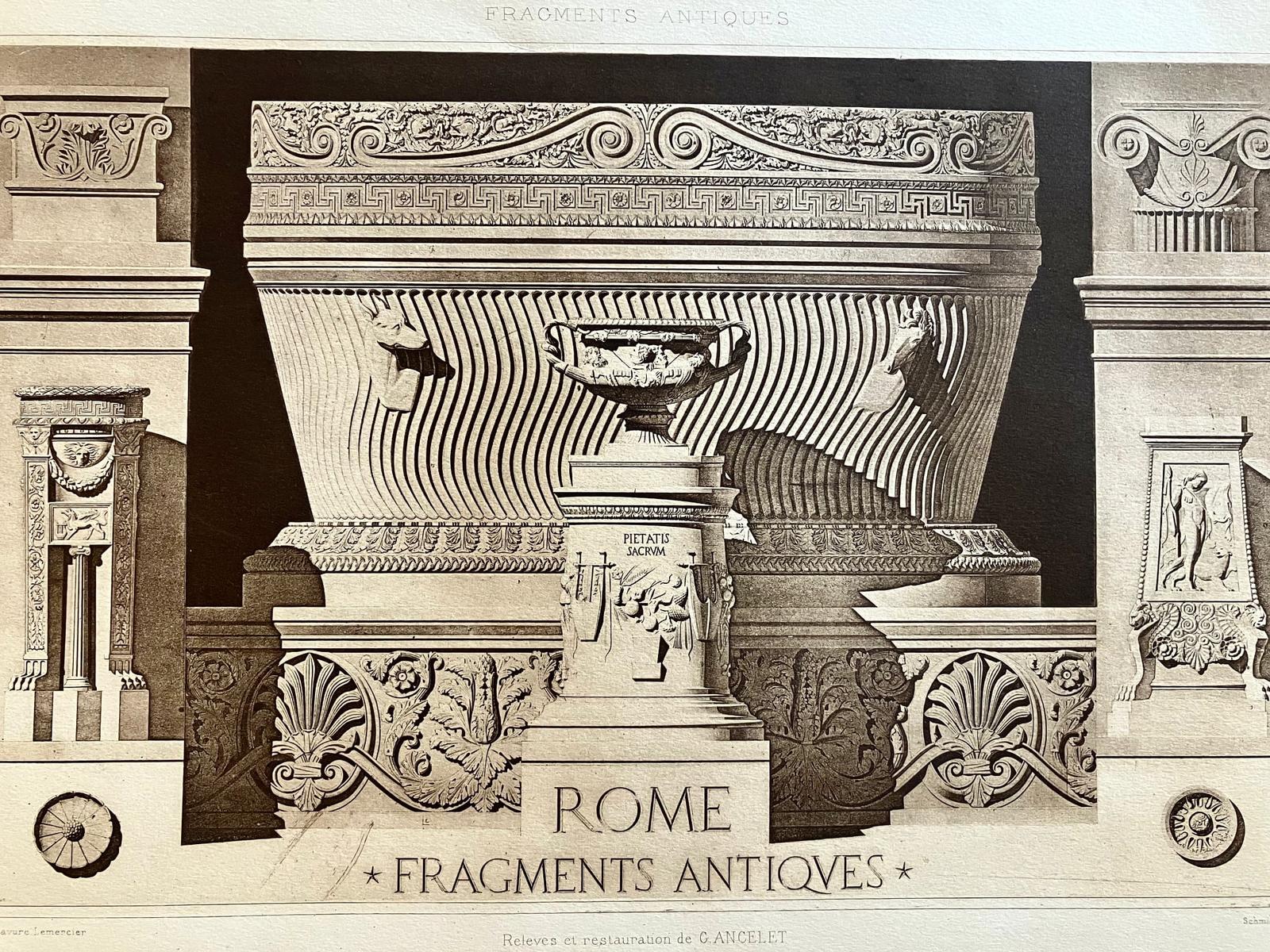 1890s Architectural Photogravure Roman Columns Large Antique Print (1 of 2)