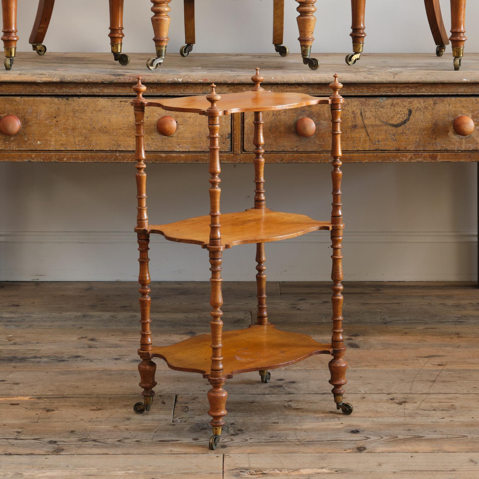 19th Century Satin Birch 3 Tier Whatnot (1 of 7)