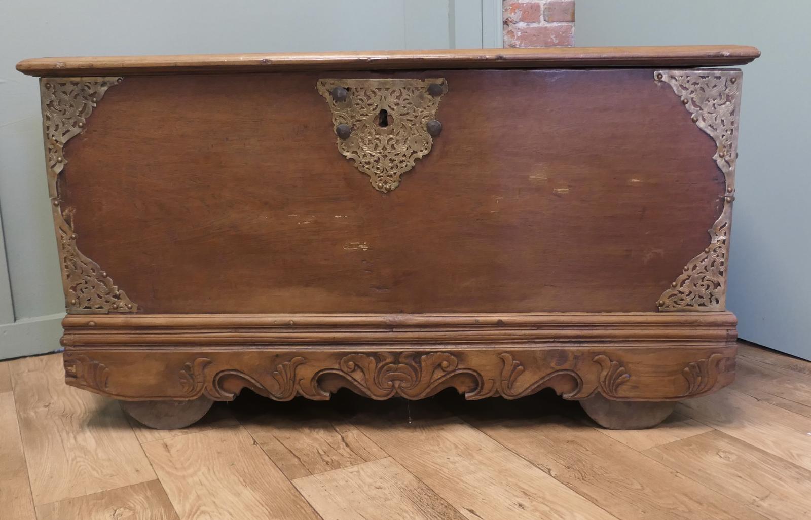 Carved Elm Coffer with Pierced Brass Decoration (1 of 6) Carved Elm Coffer with Pierced Brass Decoration (1 of 6)