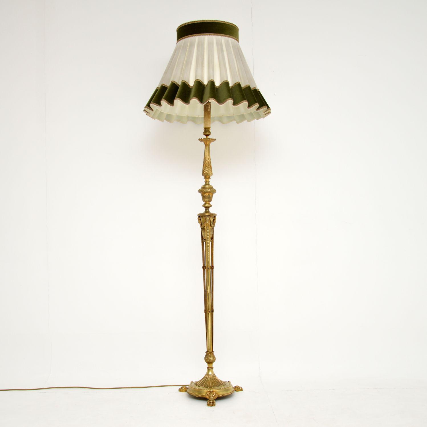 Antique Neoclassical French Gilt Brass Floor Lamp (1 of 10) Antique Neoclassical French Gilt Brass Floor Lamp (1 of 10)