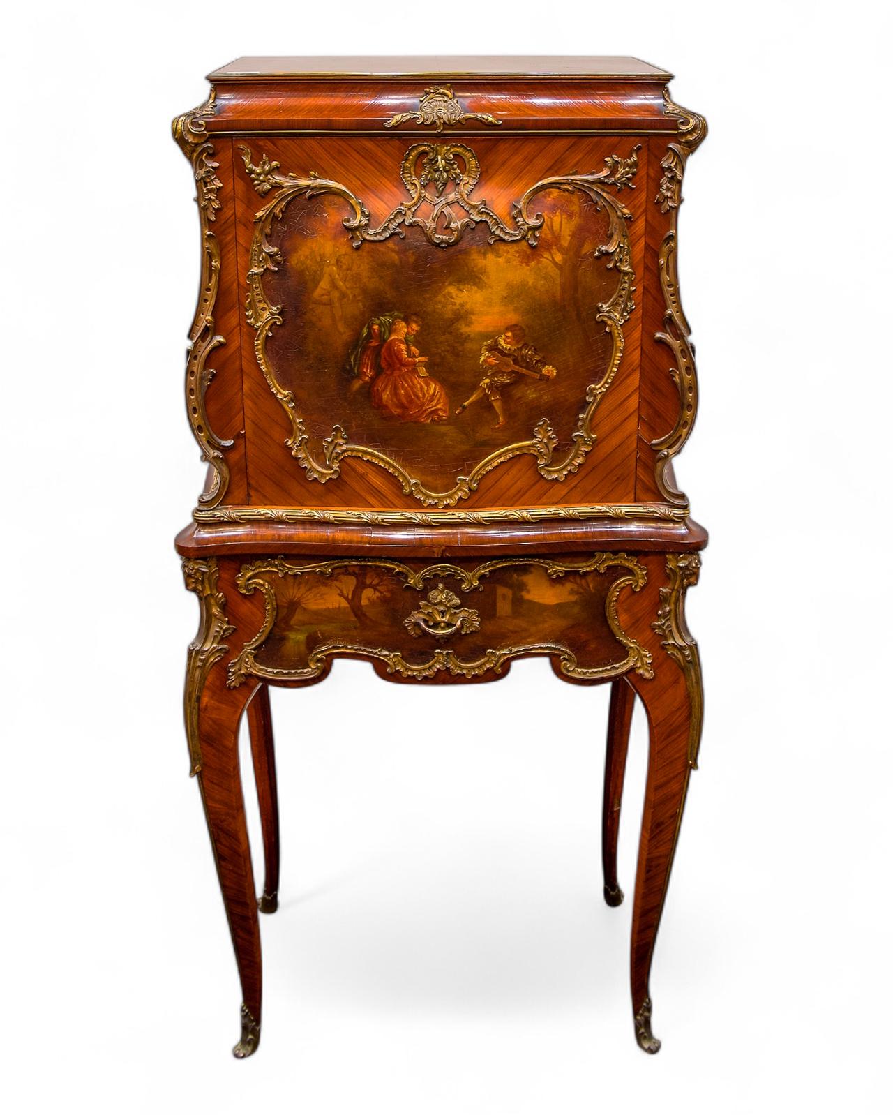 Rare Antique French Kingwood Vernis Martin Cabinet On Stand (1 of 9) Rare Antique French Kingwood Vernis Martin Cabinet On Stand (1 of 9)