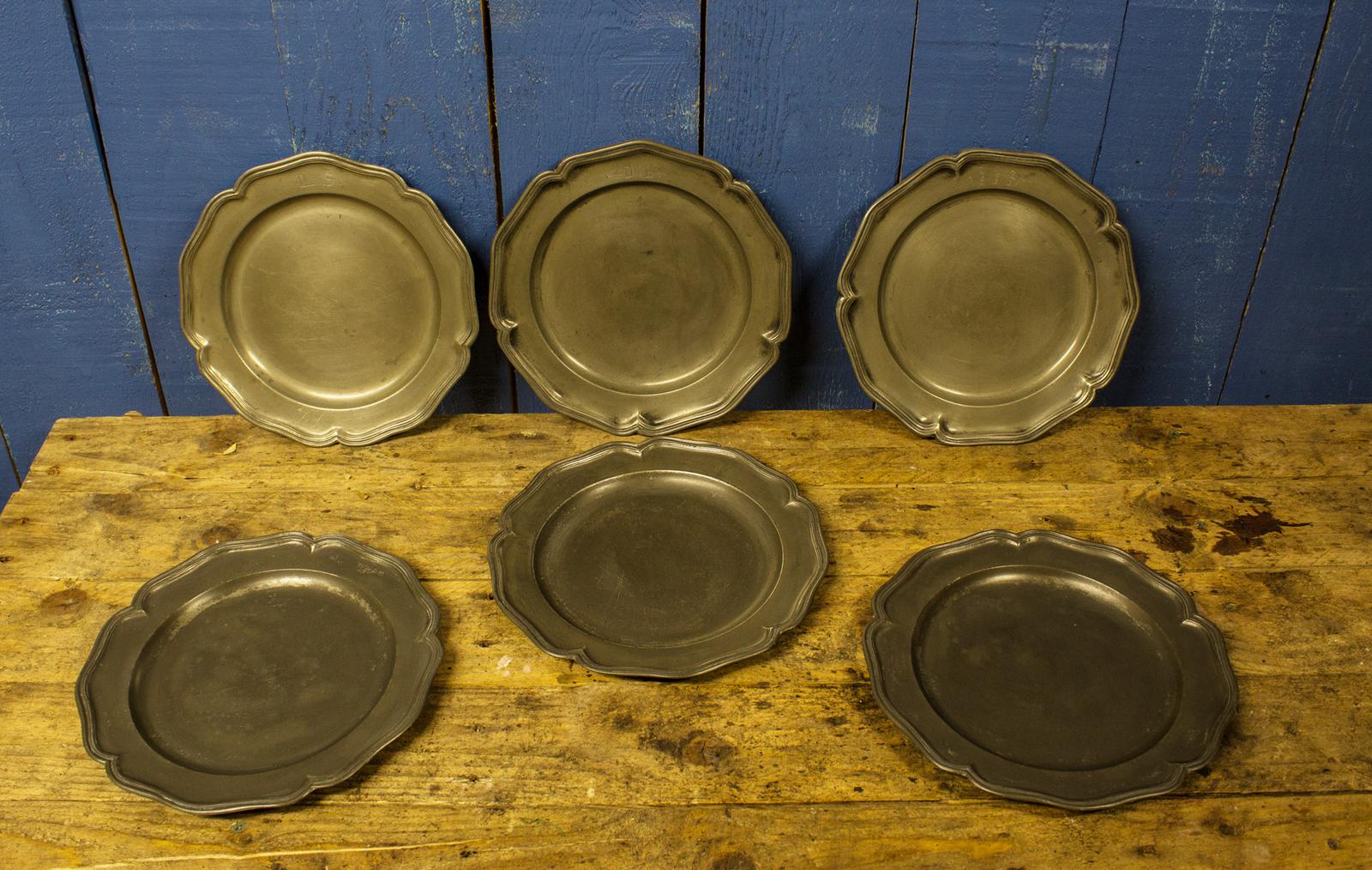 Collection of 6 Antique Pewter Plates (1 of 6)