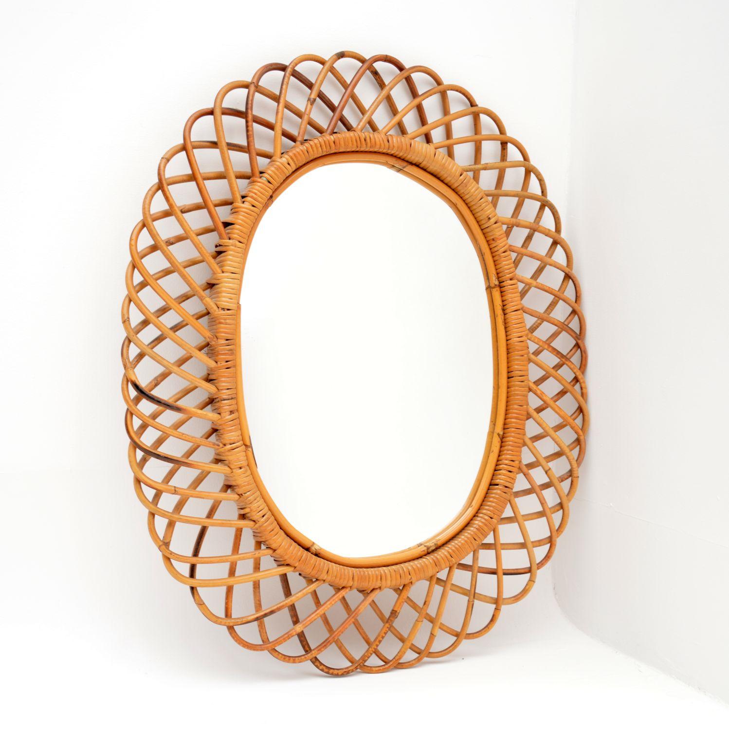 1970's Vintage Italian Bamboo Rattan Mirror by Franco Albini (1 of 5) 1970's Vintage Italian Bamboo Rattan Mirror by Franco Albini (1 of 5)