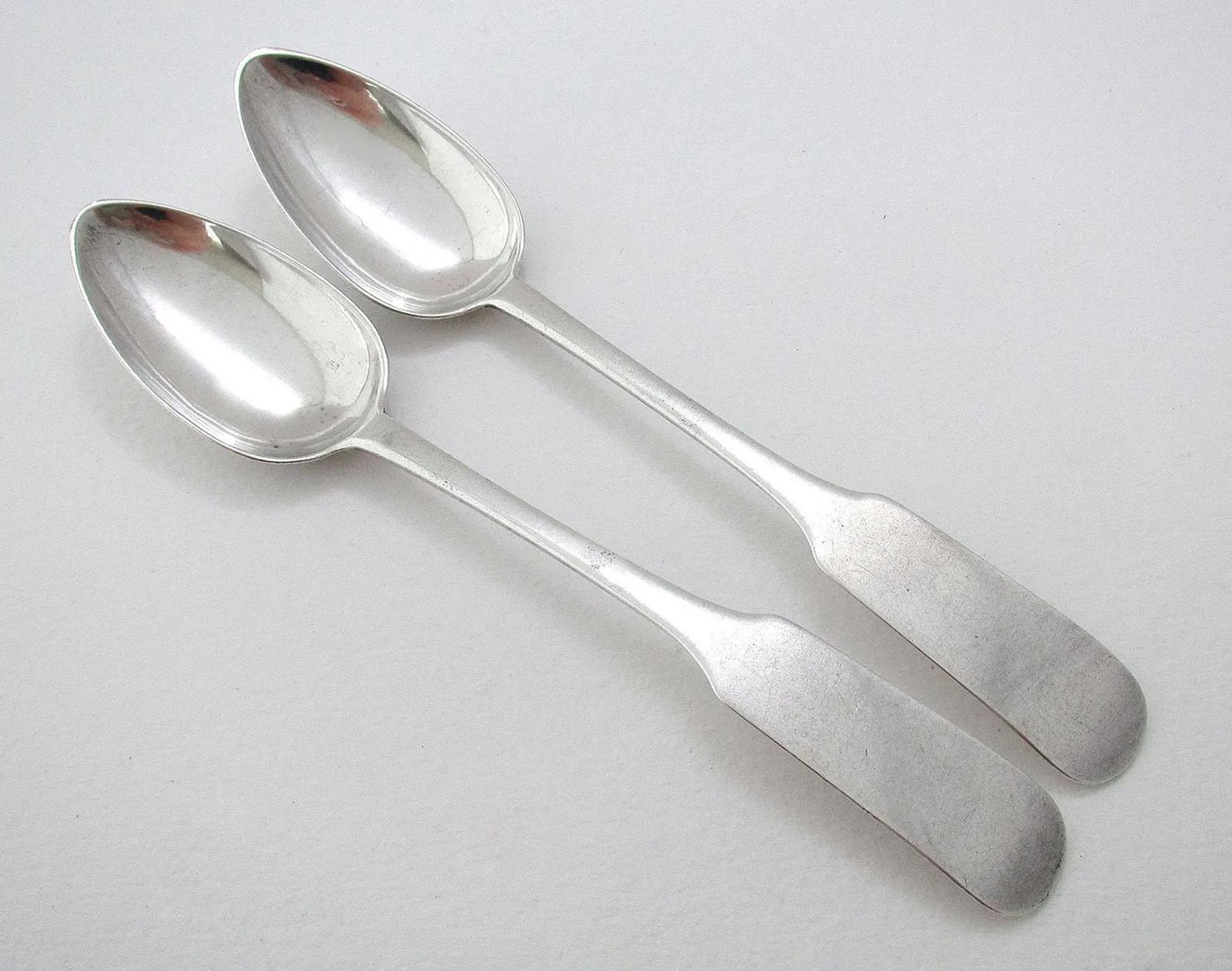 Rare Pair of David Manson Dundee Scottish Provincial OAR Pattern Georgian Silver Tea Spoons - George III 1809 (1 of 5) Rare Pair of David Manson Dundee Scottish Provincial OAR Pattern Georgian Silver Tea Spoons - George III 1809 (1 of 5)