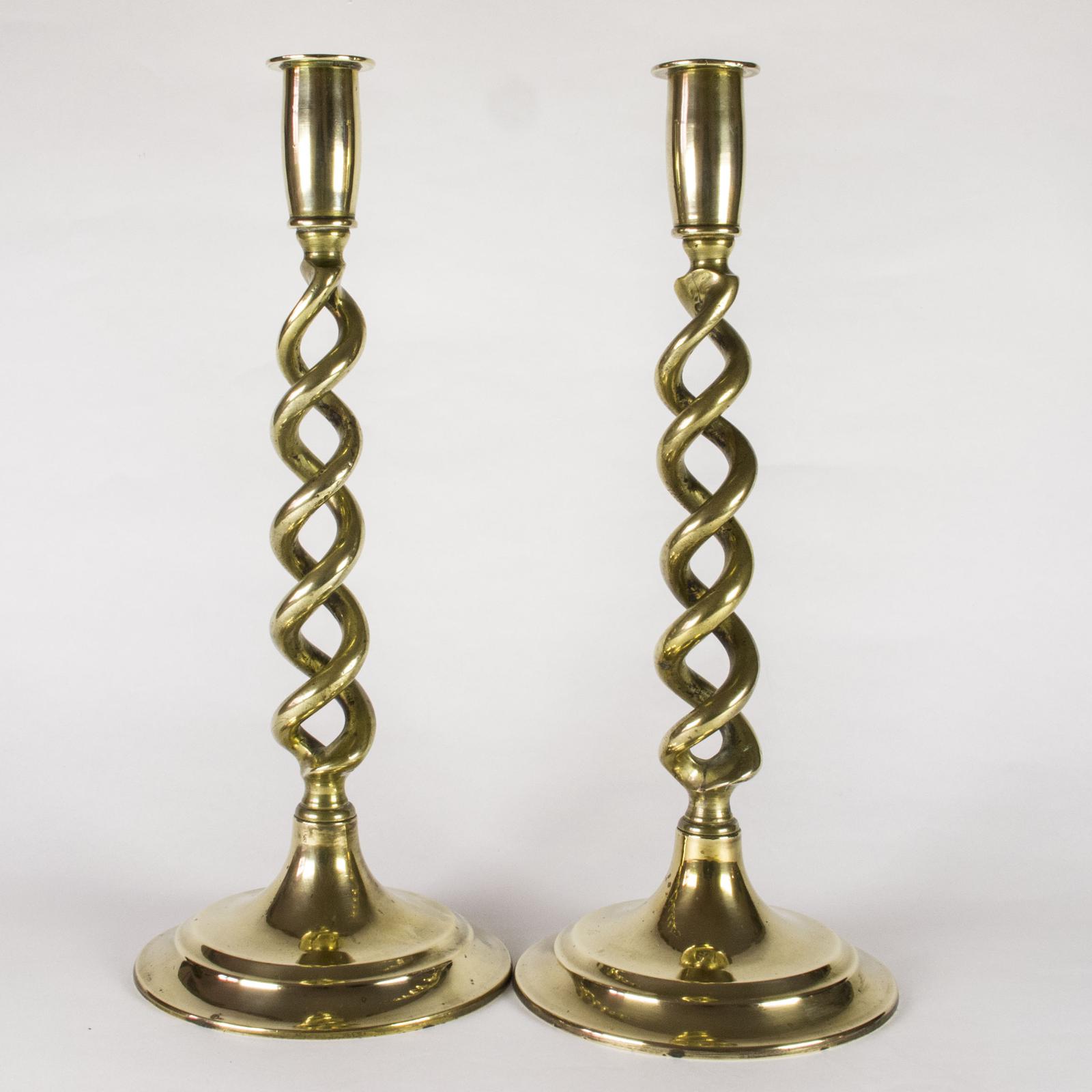 Pair of Large Brass Open Twist Candlesticks (1 of 3) Pair of Large Brass Open Twist Candlesticks (1 of 3)