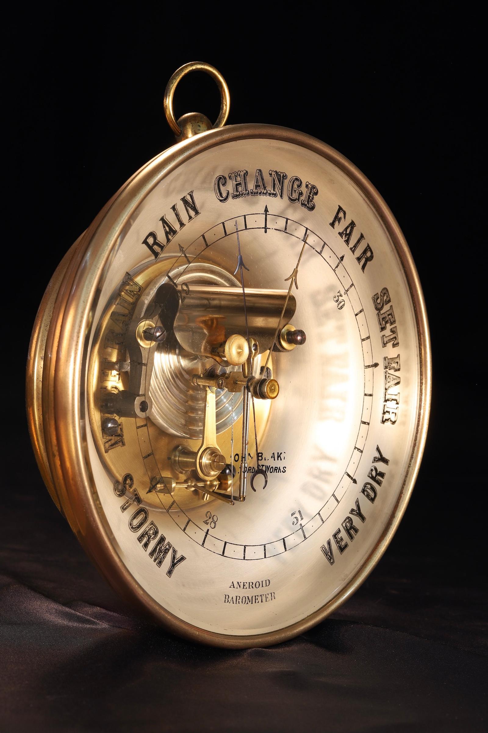 Open Faced 8" Aneroid Barometer for John Blake Ltd c.1890 (1 of 7)