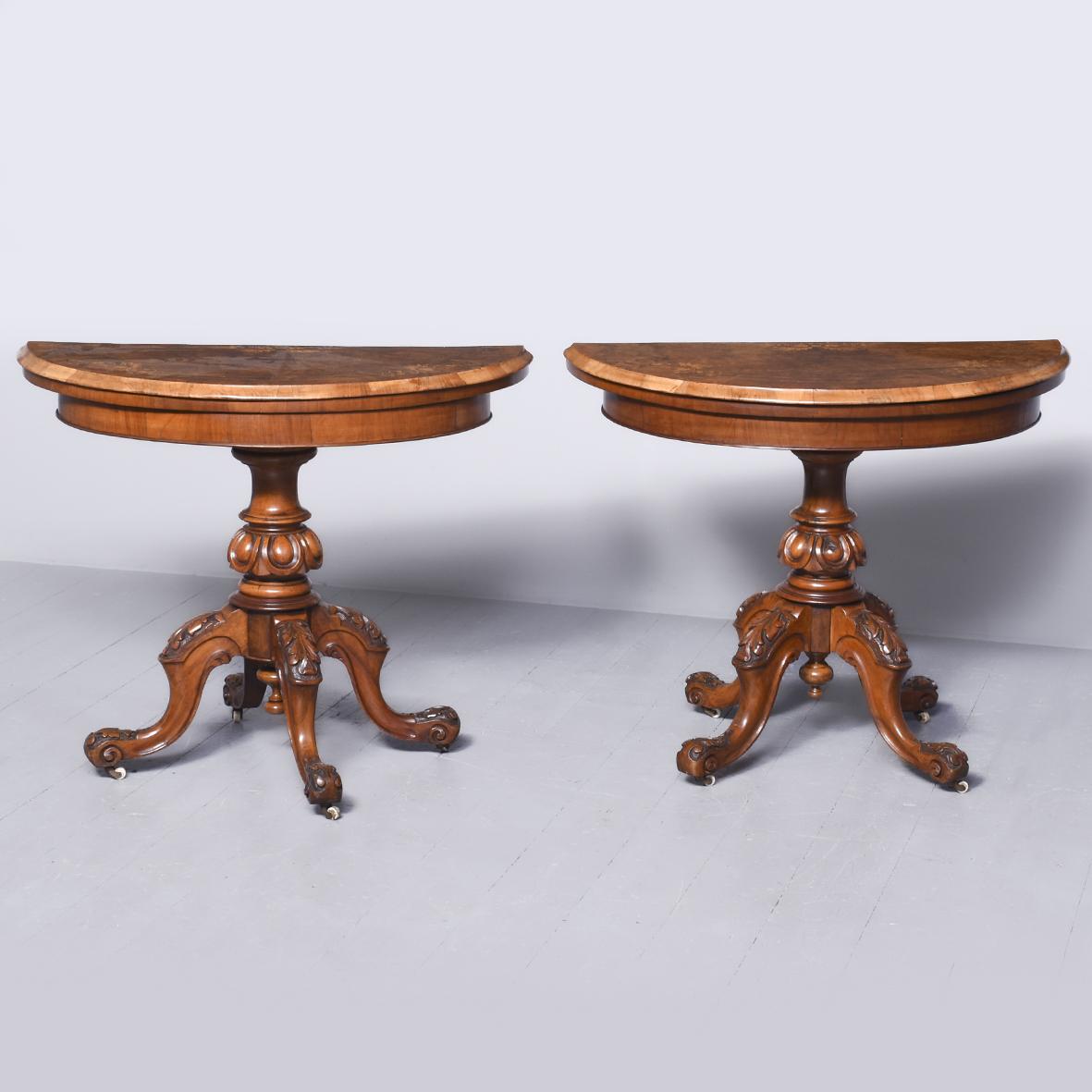 Pair of Mid-Victorian Walnut and Inlaid Card Tables Now Matched (1 of 11)