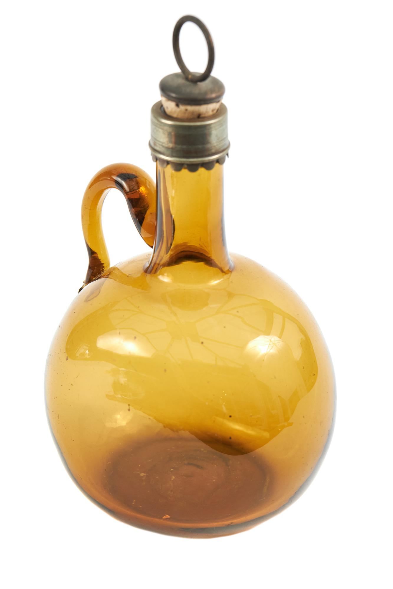 Unusual Antique Amber Glass Decanter (1 of 4)