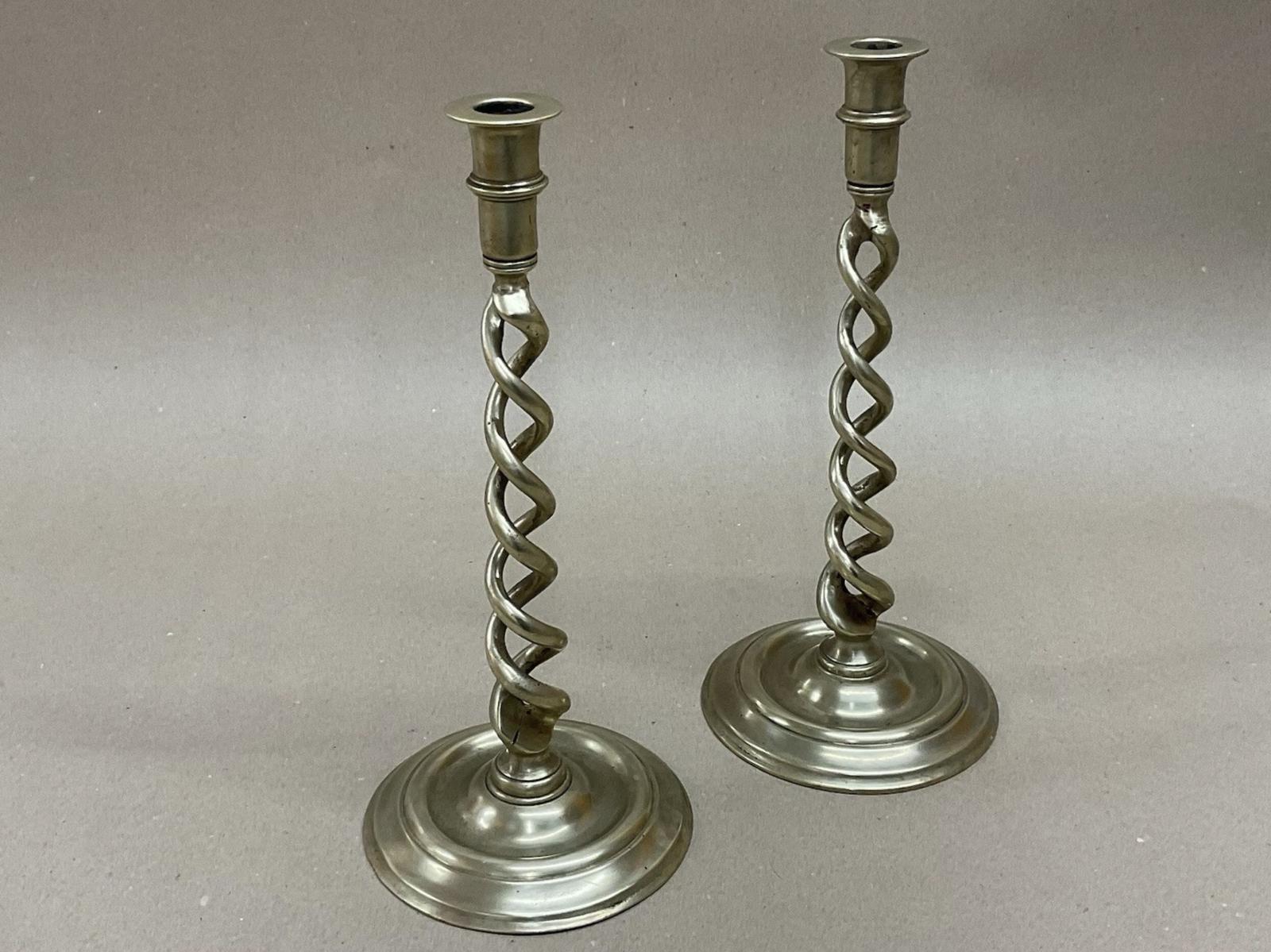 Pair of Victorian Brass Barley Twist Candlesticks (32cm) Antique c.1880 (1 of 7) Pair of Victorian Brass Barley Twist Candlesticks (32cm) Antique c.1880 (1 of 7)