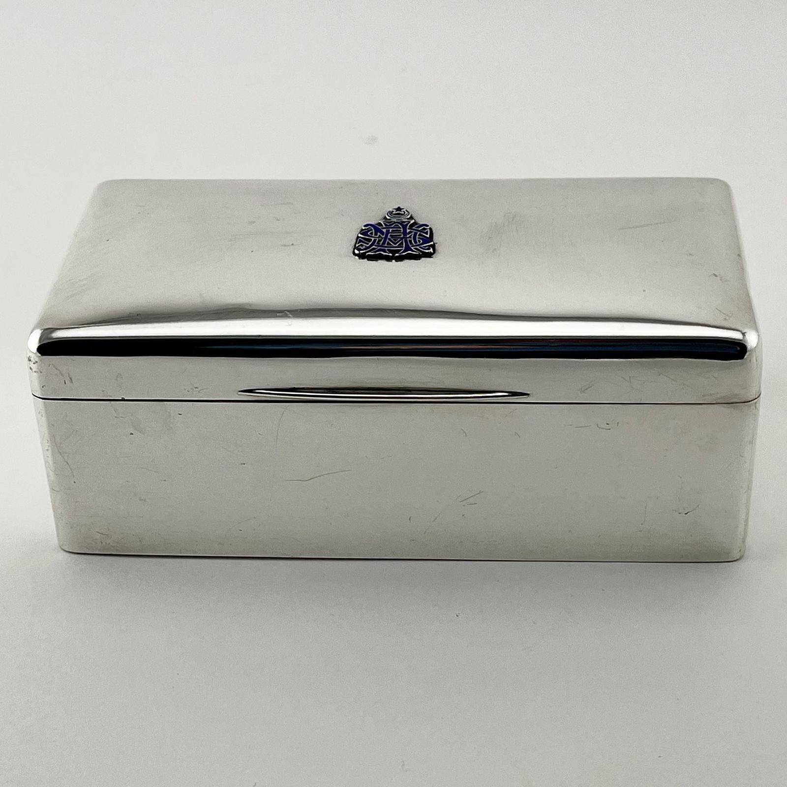 Sterling Silver Box with Enamel Crest with Turkish Interest (1 of 7)