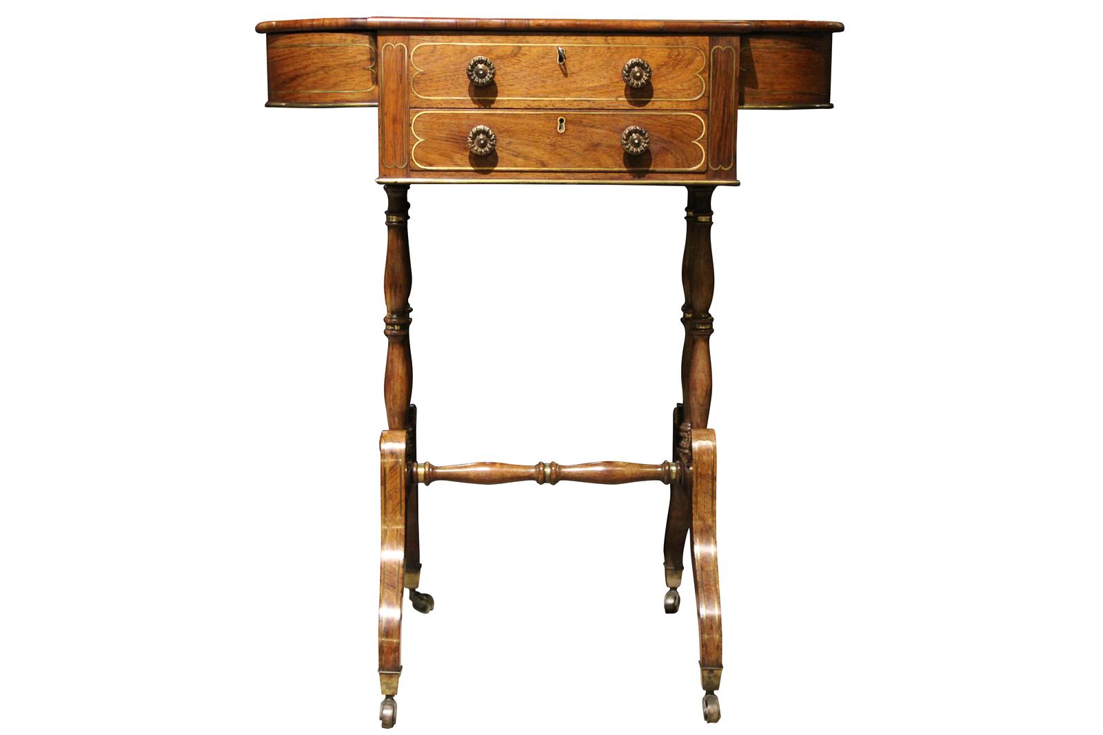 Regency Rosewood & Brass Inlaid Work Table (1 of 6)