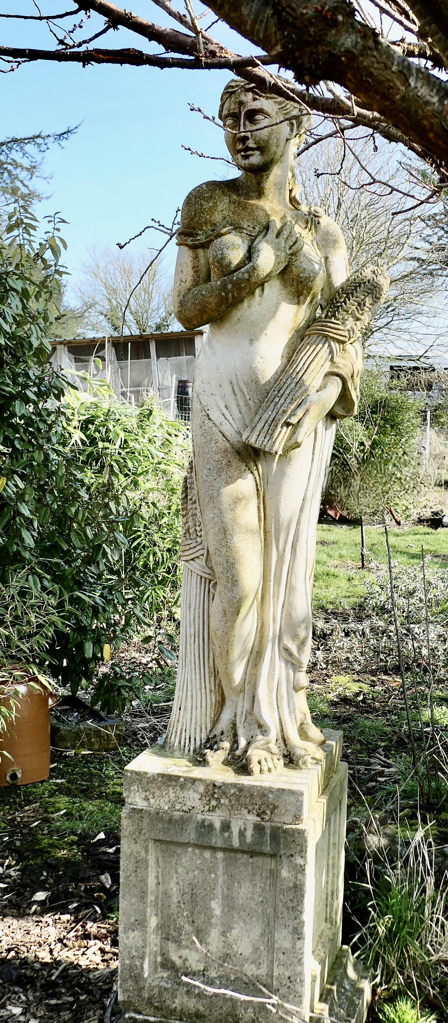 Large Weathered Garden Statue of Autumn of the 4 Seasons (1 of 8)