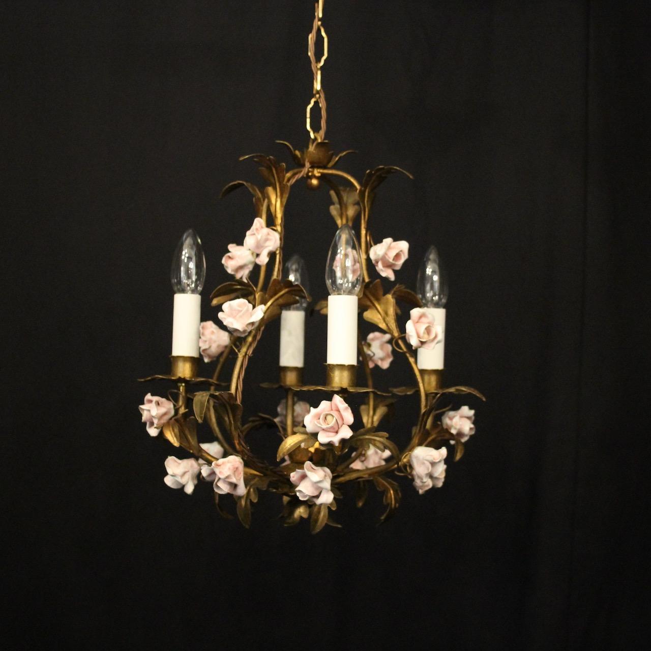 French Toleware 4 Light Flower Chandelier (1 of 10) French Toleware 4 Light Flower Chandelier (1 of 10)
