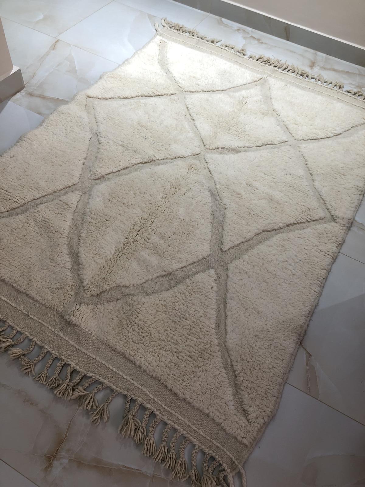 Moroccan Berber Cream Wool Rug Beni Ourain Atlas Carpets (1 of 18)