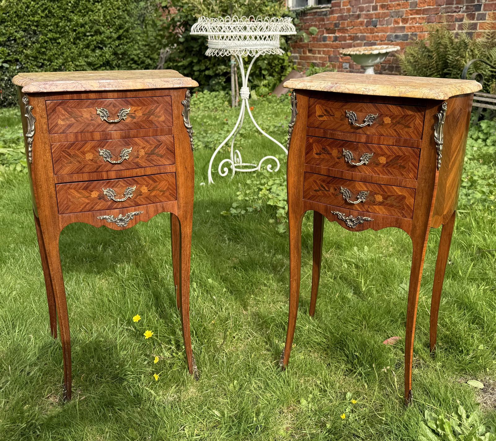 Pair of Marquetry Bedside Tables (1 of 6)