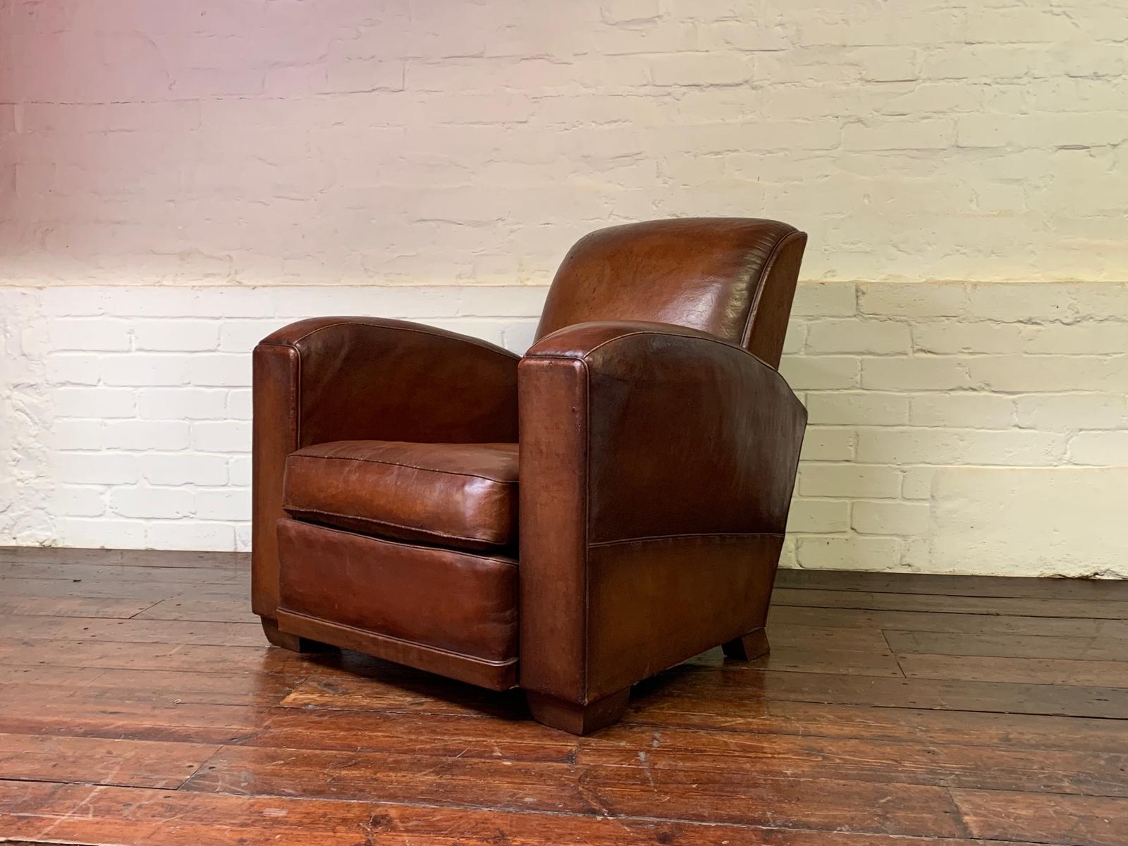 A Fabulous French Leather Club Chair, Alpine Model, Circa 1950’s (1 of 11) A Fabulous French Leather Club Chair, Alpine Model, Circa 1950’s (1 of 11)