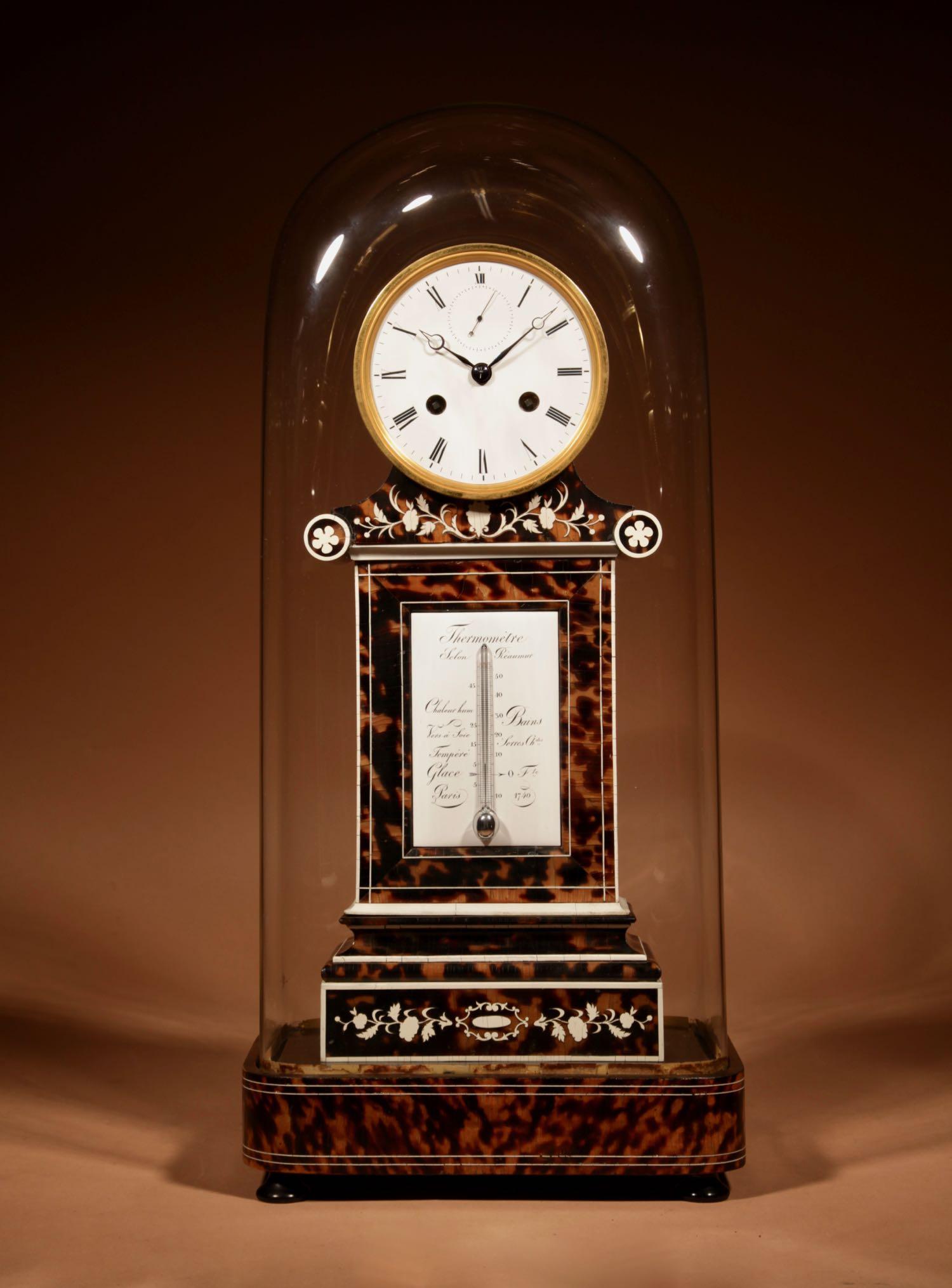 Beautiful & Rare French Pendule / Mantel Clock with Thermometer c.1870 (1 of 18)