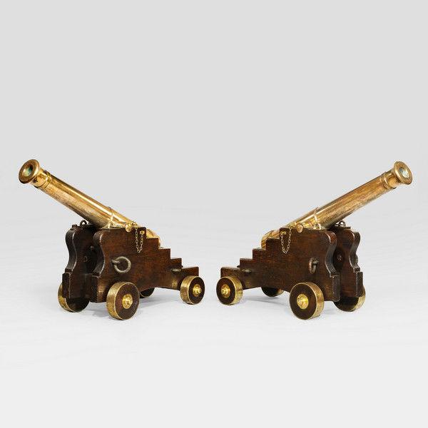 Fine Pair of 19th Century English 41′ Barrel Bronze Cannon on Oak Carriages (1 of 5)