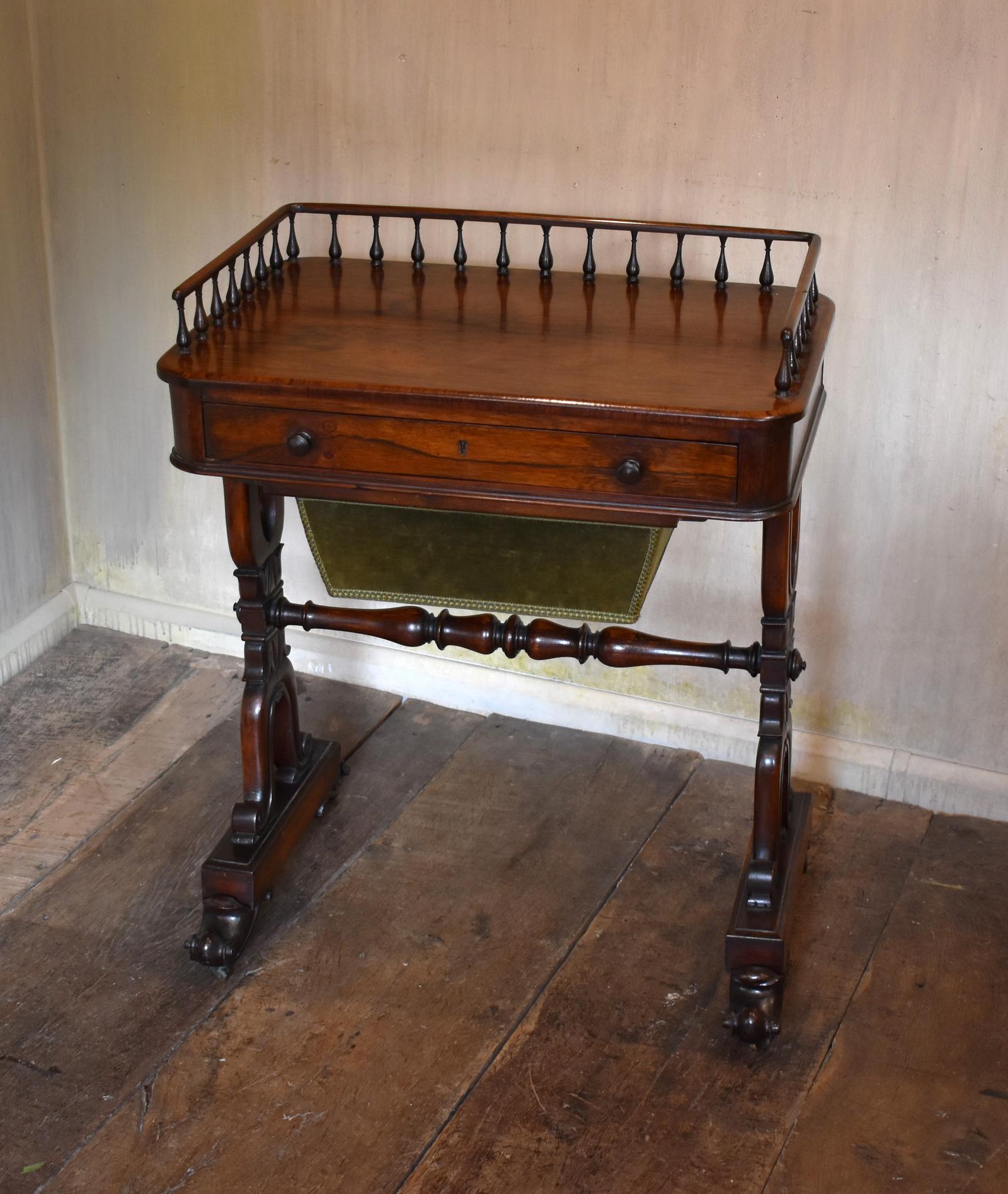 Fine Late Georgian Rosewood Sewing & Writing Table (1 of 9)