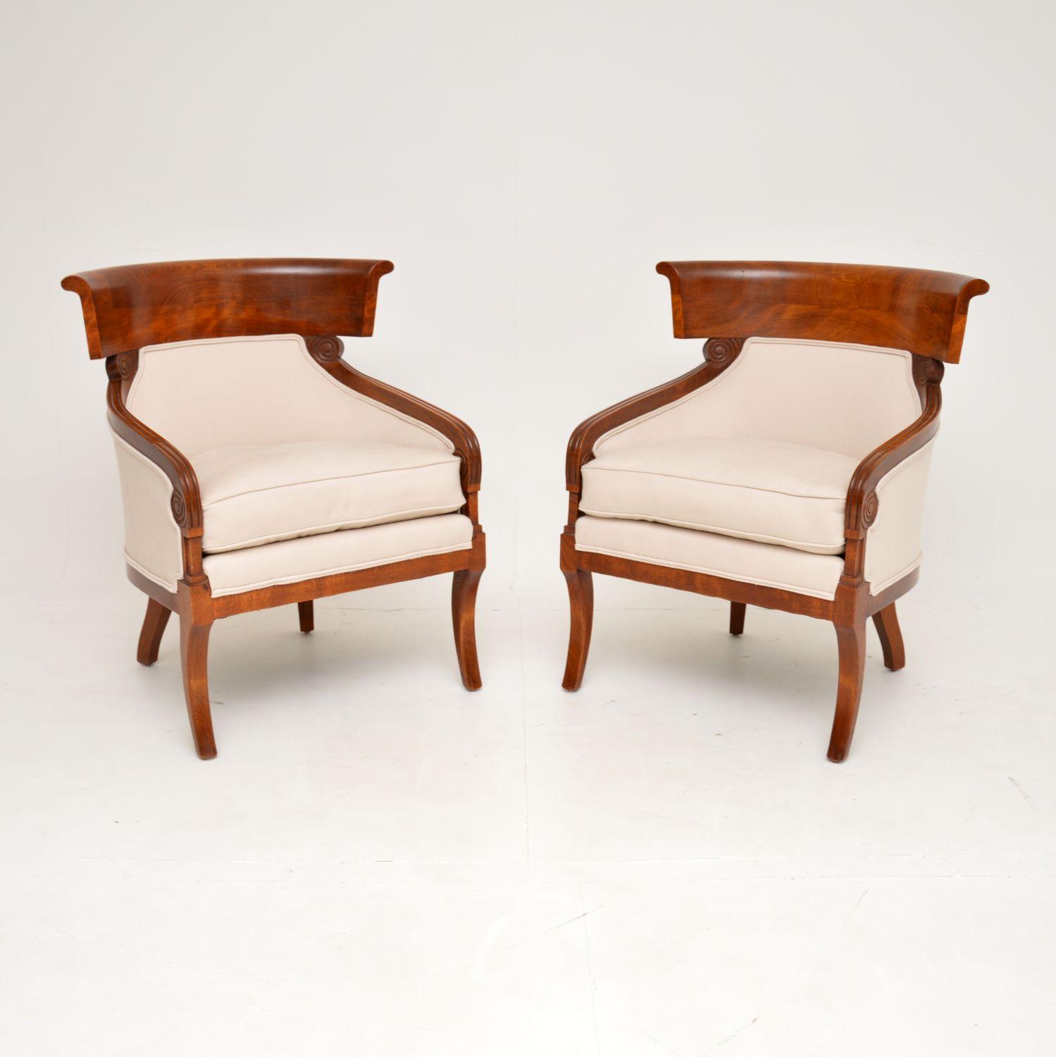 Pair of Antique Swedish Birch Armchairs (1 of 8) Pair of Antique Swedish Birch Armchairs (1 of 8)