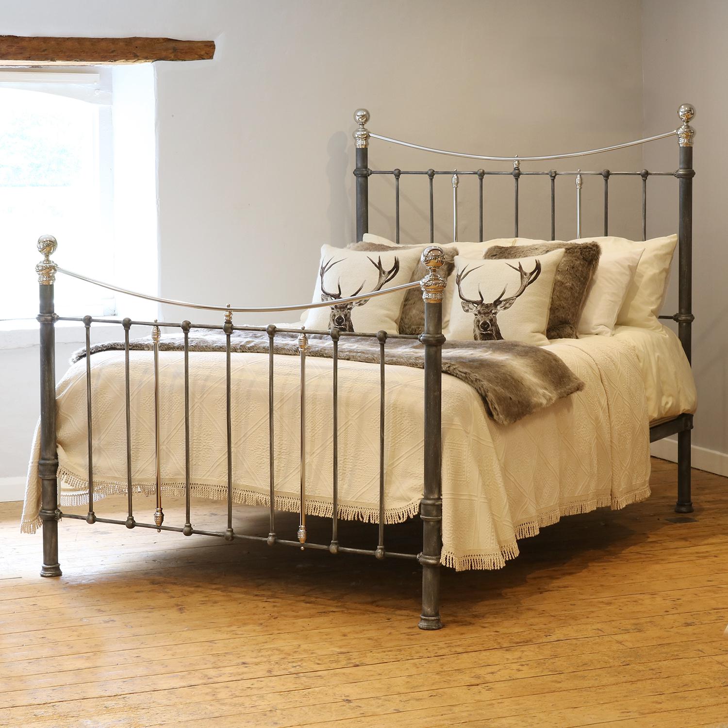 Charcoal Victorian Bed with Nickel Plating (1 of 11)