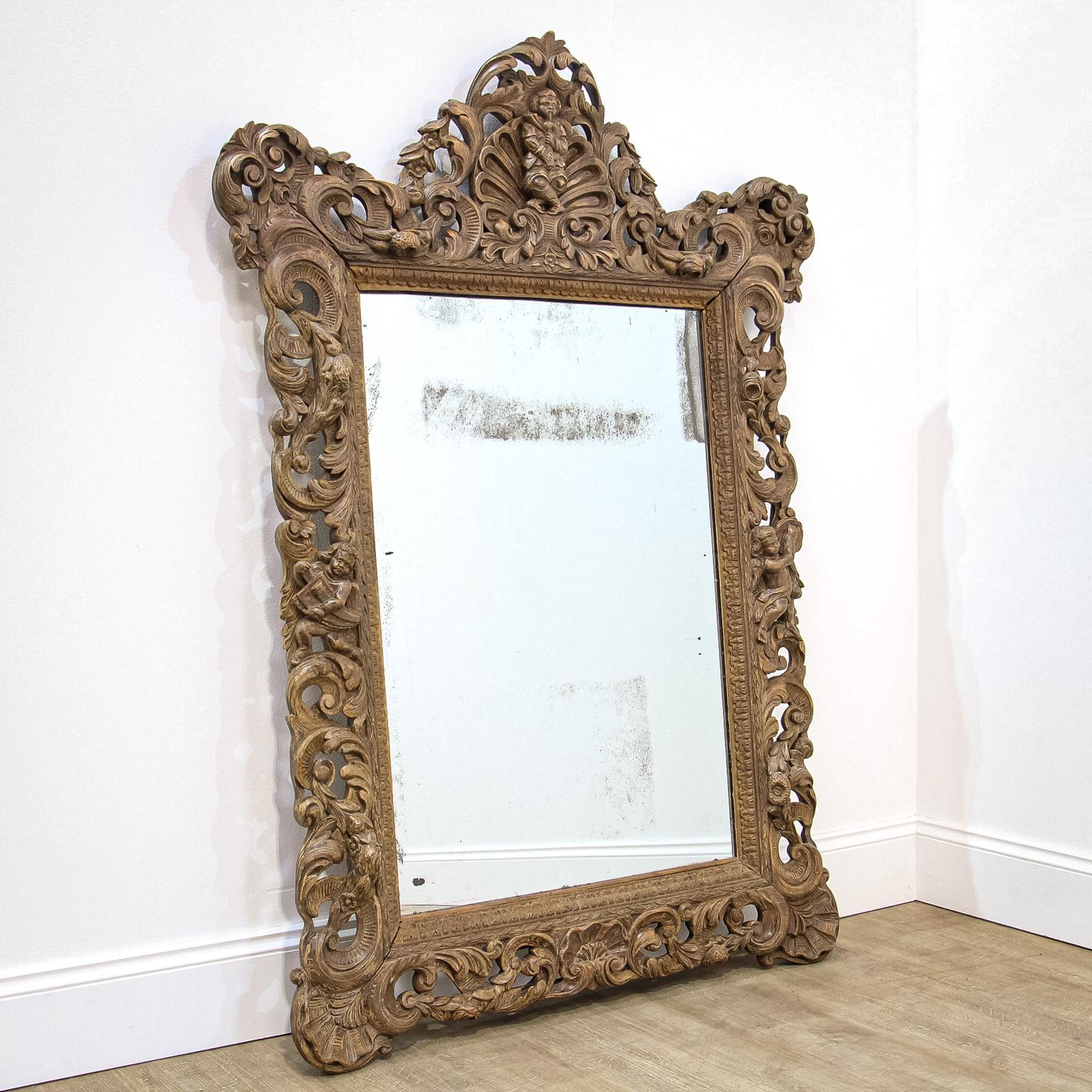 Early 18th Century Finely Carved French Walnut Mirror (1 of 9)