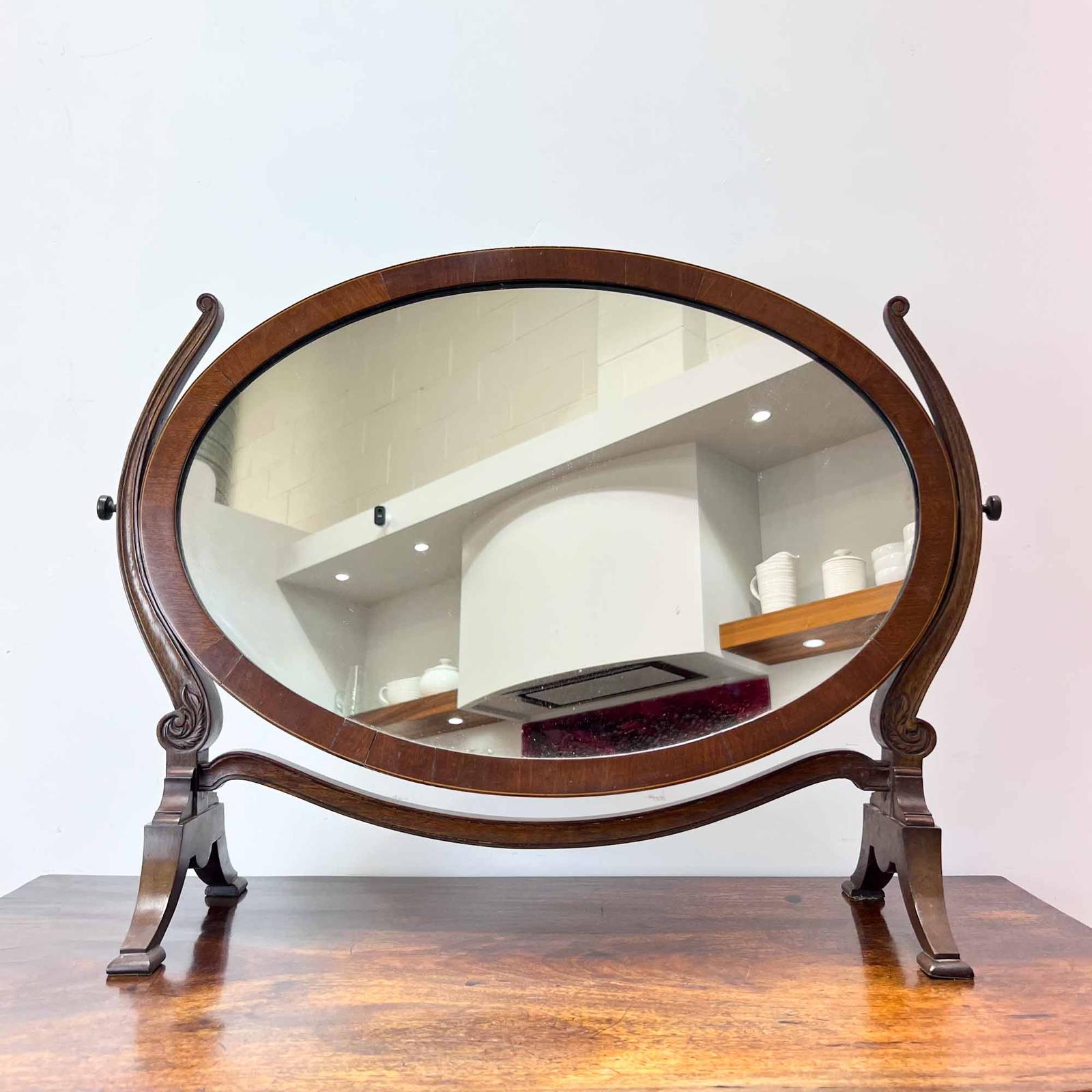 Edwardian Oval Mahogany Dressing Table Mirror (1 of 8) Edwardian Oval Mahogany Dressing Table Mirror (1 of 8)