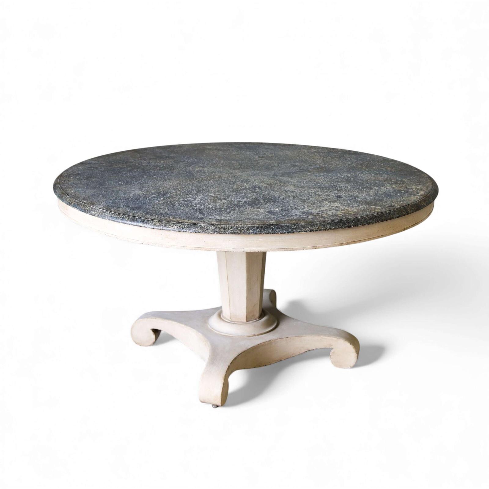 Tilt Top Circular Loo Table later painted Faux Slate Top & Antique White Paint (1 of 16)