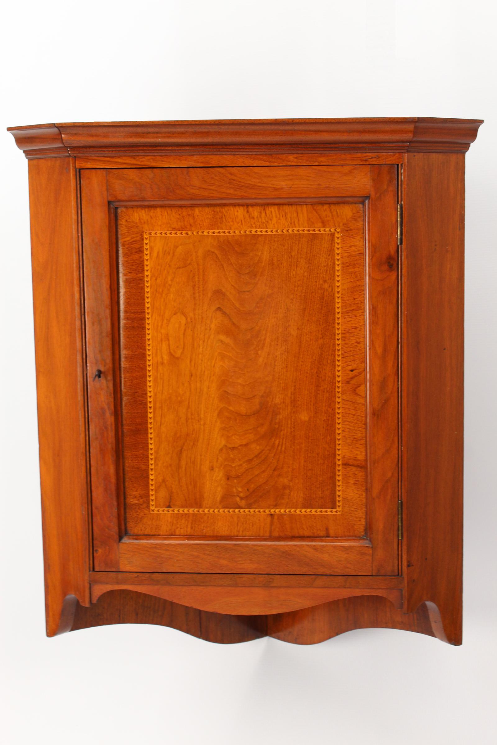 Small Edwardian Inlaid Walnut Corner Cupboard (1 of 13) Small Edwardian Inlaid Walnut Corner Cupboard (1 of 13)
